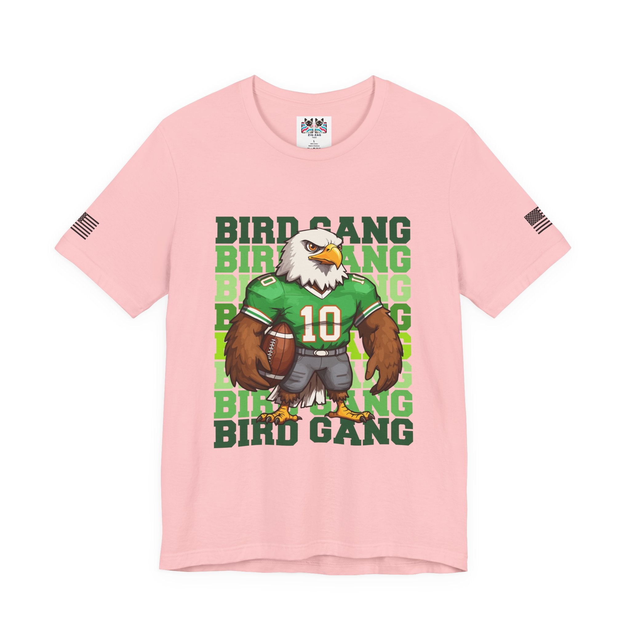 Bird Gang T-Shirt – Stacked Repeat Typography Eagle Football Mascot Graphic Tee Philadelphia Fan
