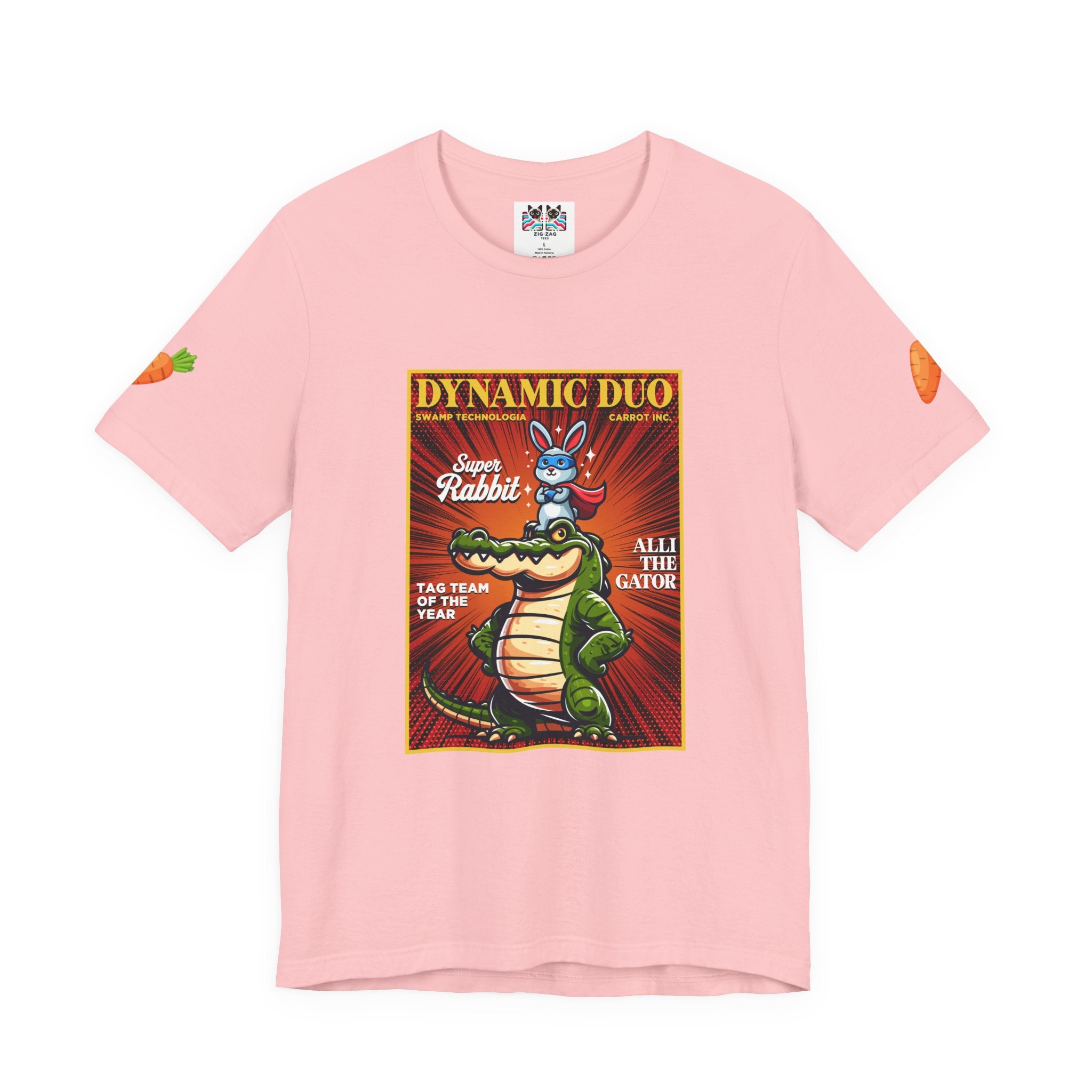 Dynamic Duo Rabbit Alligator T-Shirt – Super Rabbit Alli the Gator Tag Team Graphic Tee