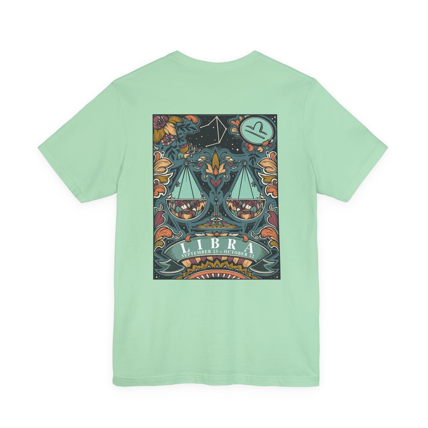 Libra Constellation & Floral Zodiac T-Shirt – September 23 to October 22