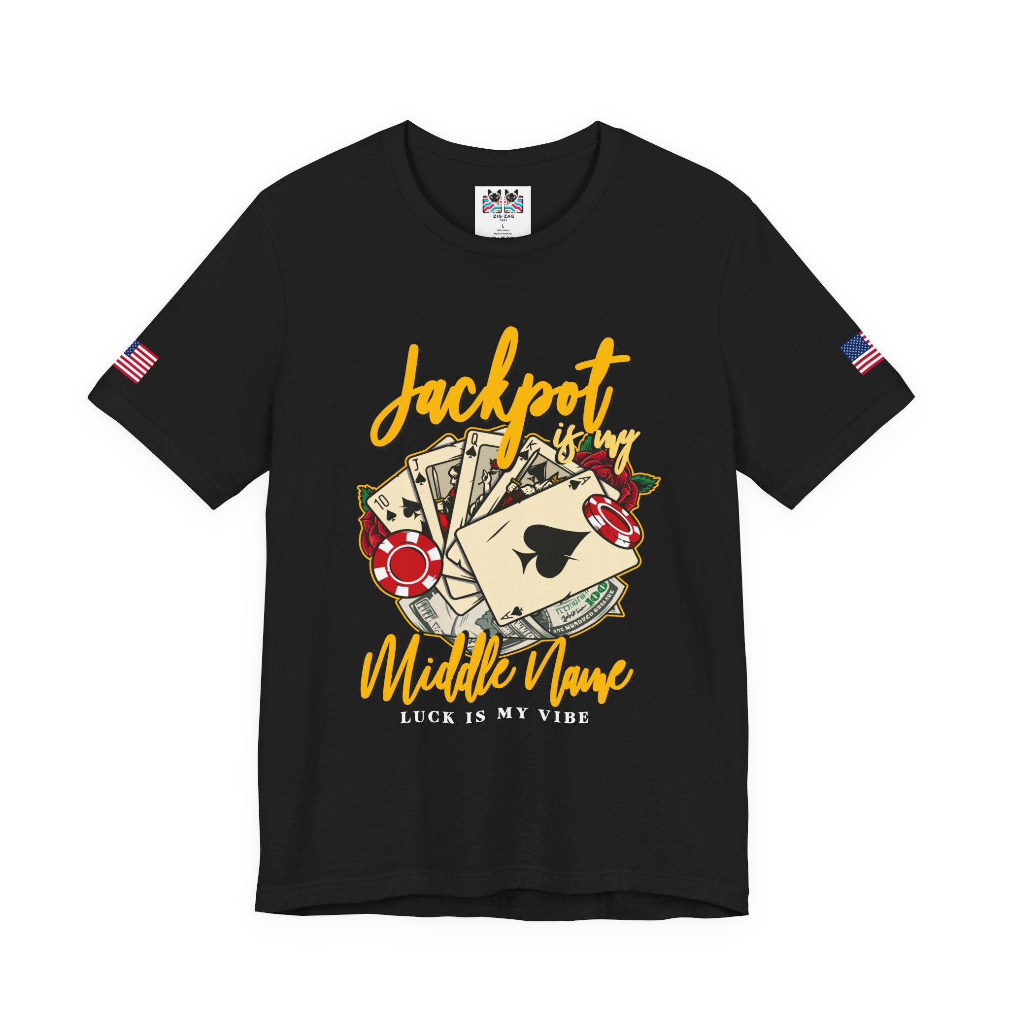 Jackpot Is My Middle Name T-Shirt – Lucky Casino Poker Cards Vegas Tee