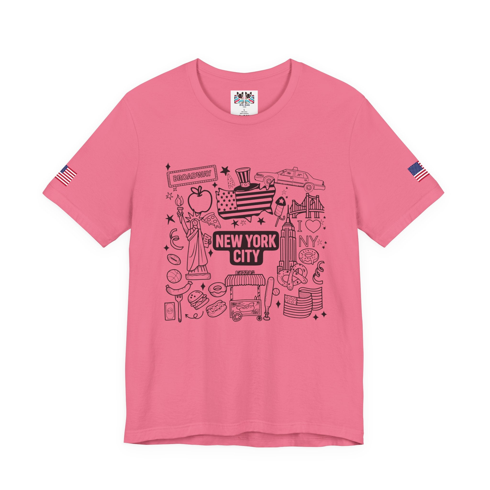 New York City Doodle T-Shirt - Cute NYC Icons Coloring Book Style Tourist Design
