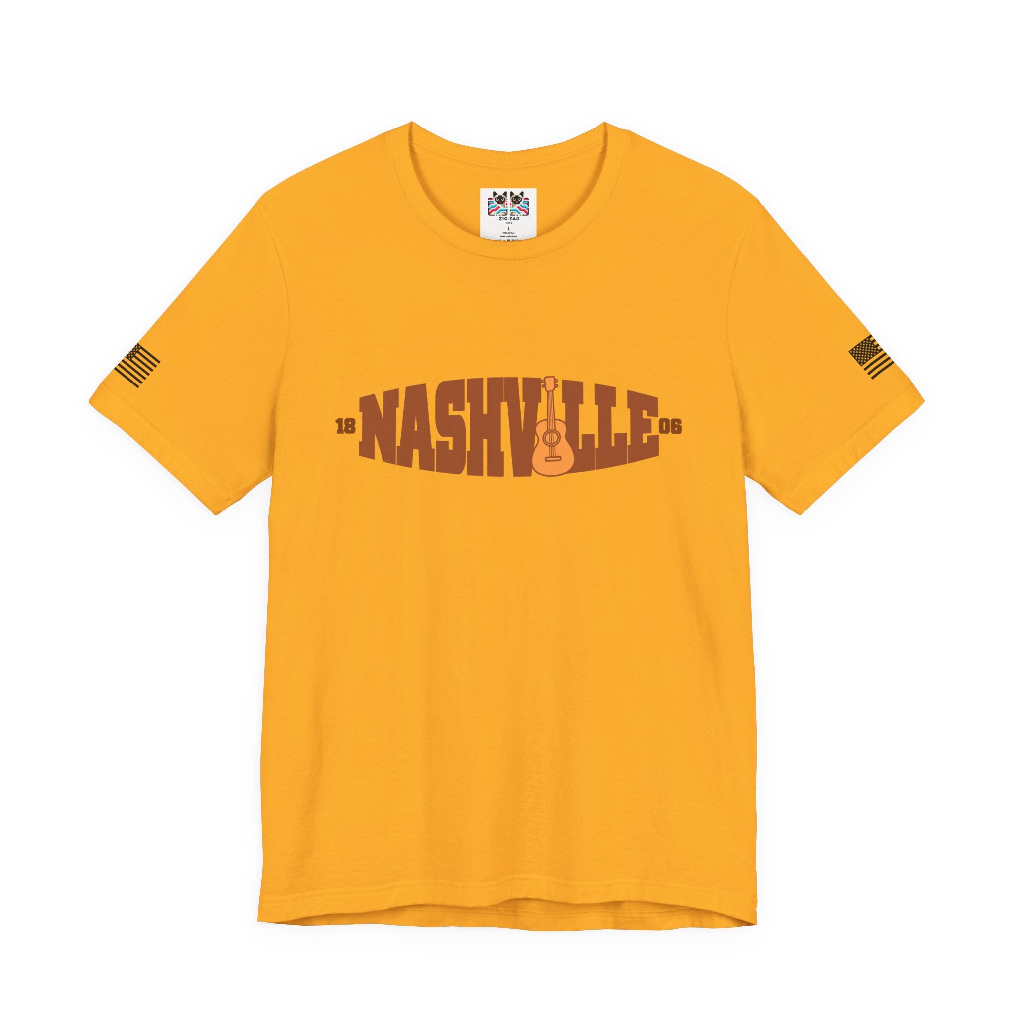 Nashville 1806 Guitar T-Shirt – Retro Inline Text with Guitar Graphic Tee