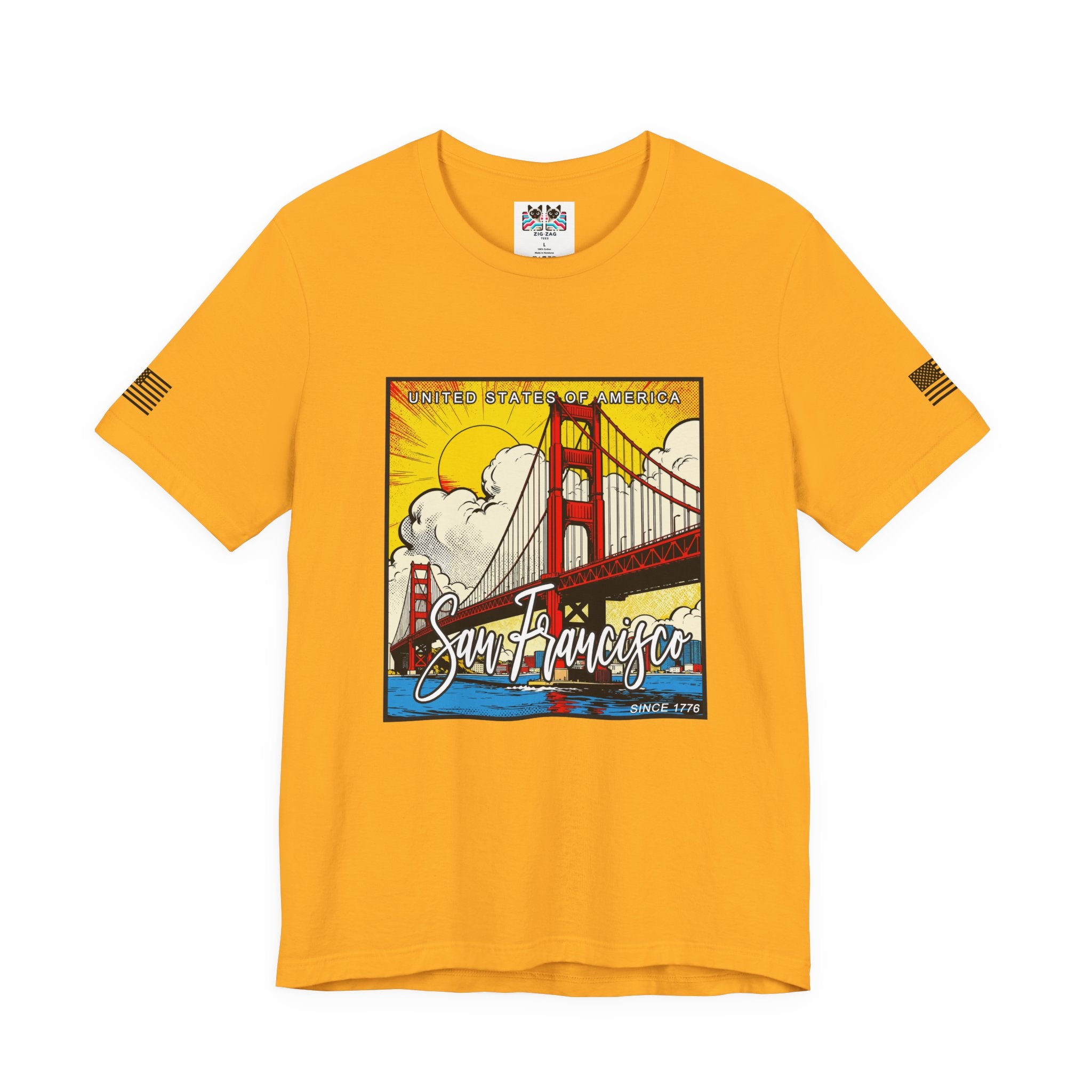 San Francisco Since 1776 T-Shirt – United States of America Comic Pop Art Golden Gate Bridge Graphic Tee