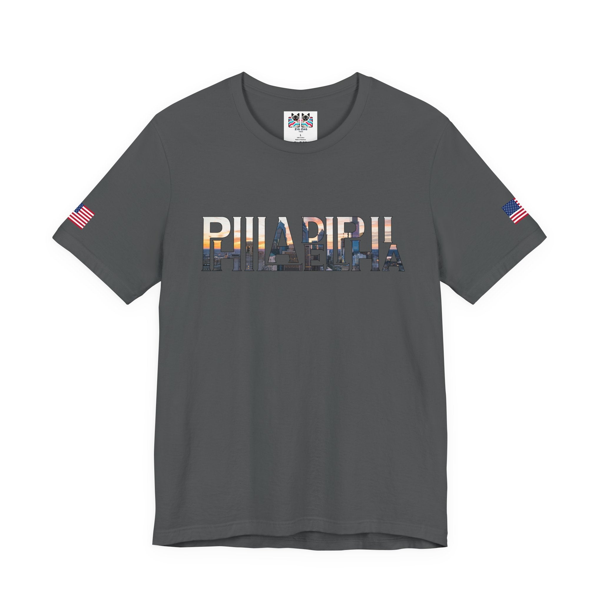 Philadelphia City Skyline Typography T-Shirt | Philly Cityscape Graphic Tee | Philadelphia Travel Souvenir Shirt