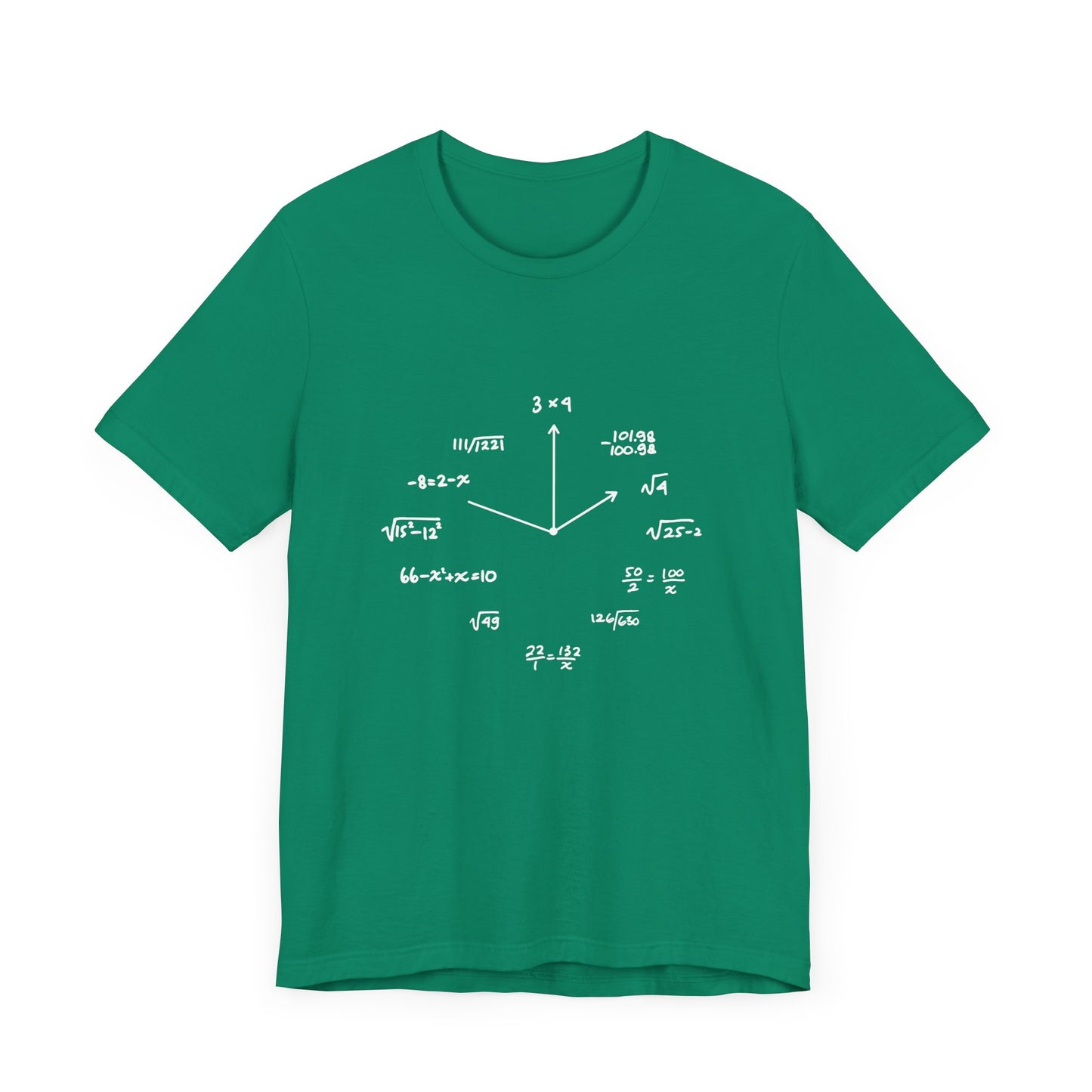 Math Clock T-Shirt – Funny Equations as Clock Numbers Graphic Tee