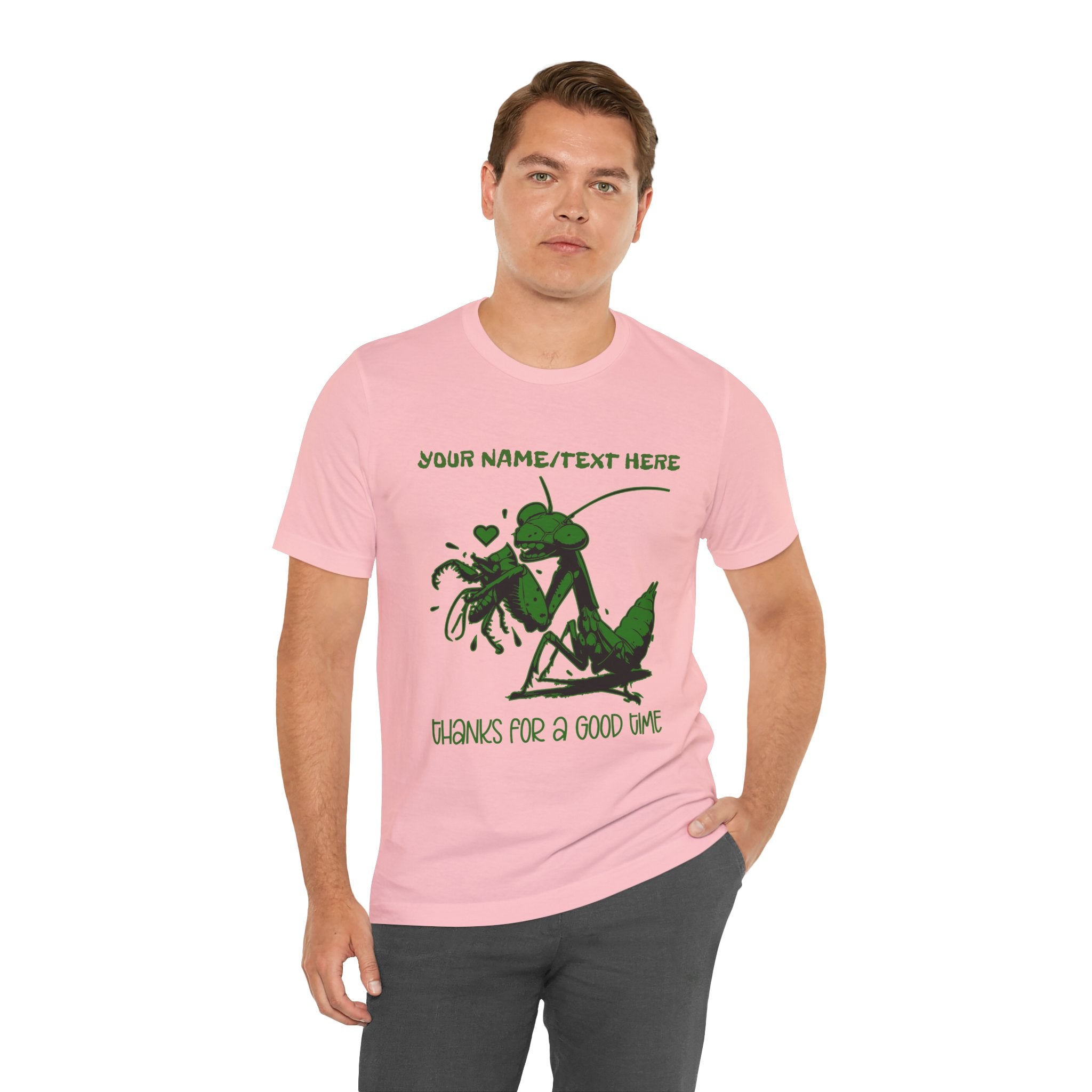 Custom T-Shirt - Thanks for a Good Time T-Shirt – Playful Grasshopper Eating Male Graphic Tee