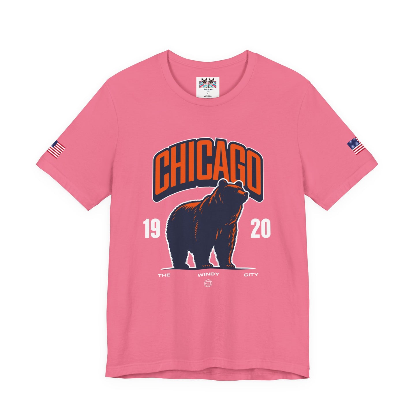 Chicago Bear T-Shirt - The Windy City 1920 Navy Orange Roaring Bear Mascot