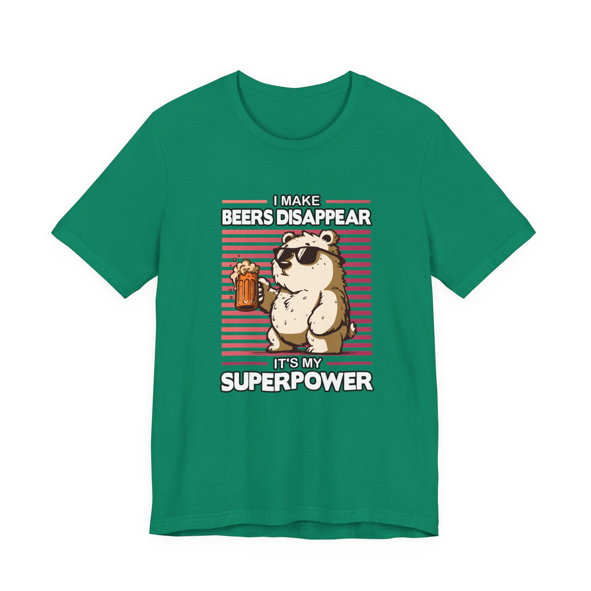 I Make Beers Disappear T-Shirt – Cool Bear With Sunglasses and Beer Funny Graphic Tee