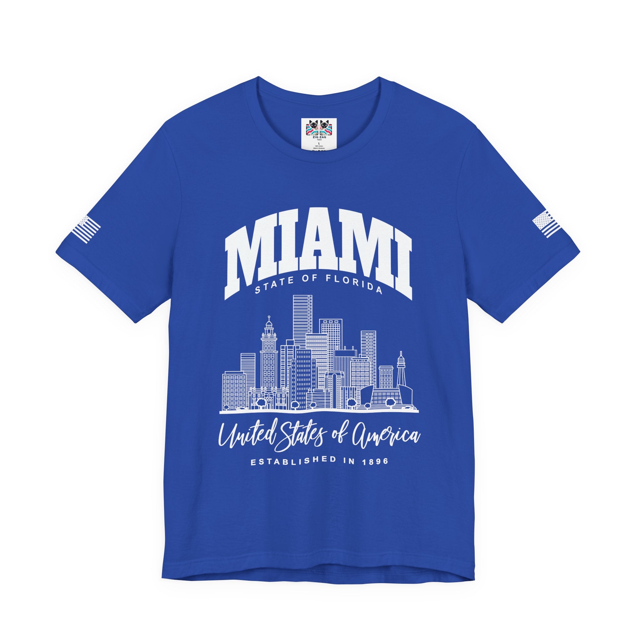Miami State of Florida USA T-Shirt – Arch Skyline Established 1896 Graphic Tee
