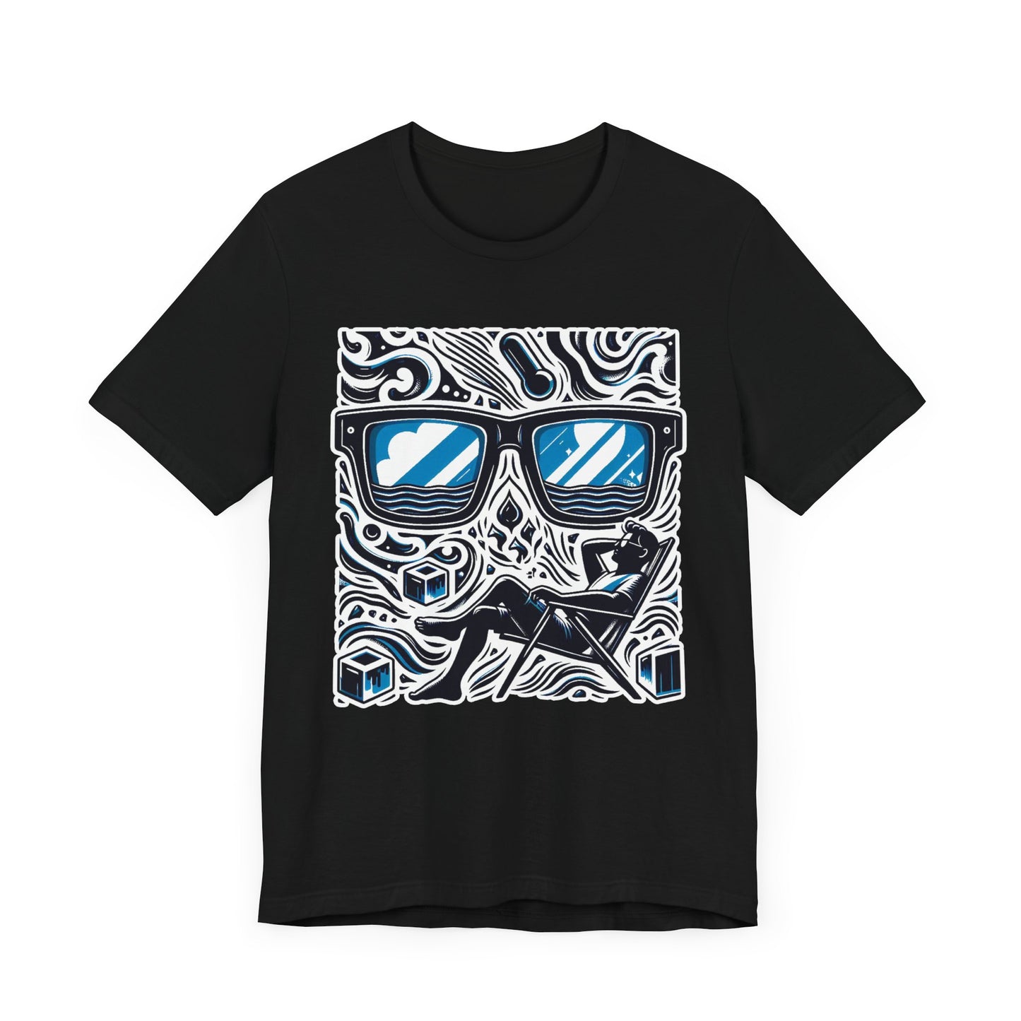 Abstract Relaxation | Man in Chair with Sunglasses Graphic T-Shirt