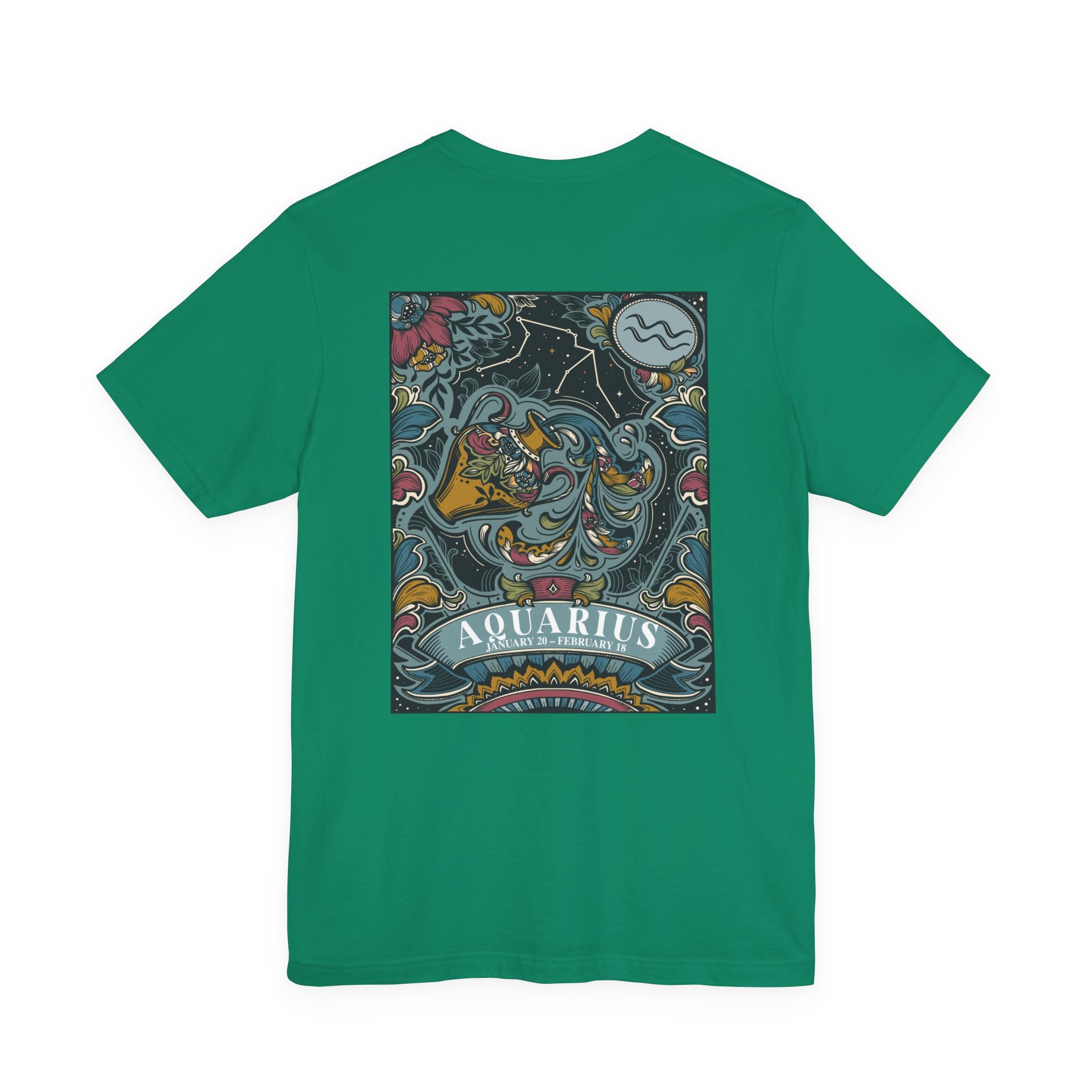 Aquarius Constellation & Floral Zodiac T-Shirt – January 20 to February 18