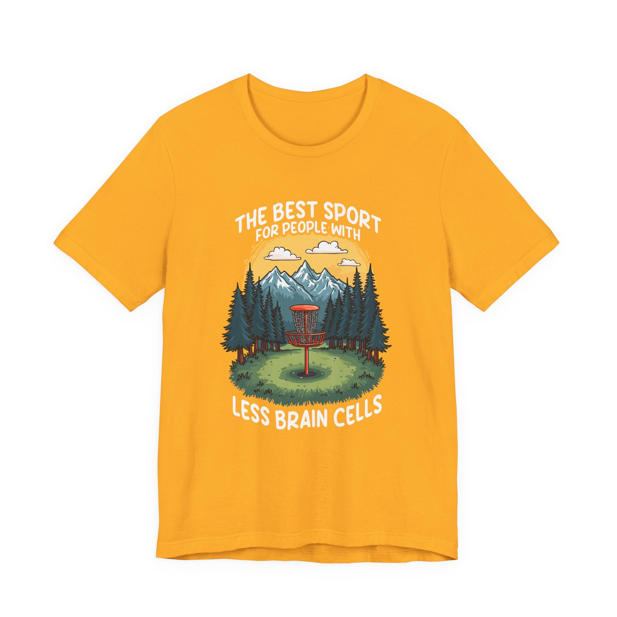 Best Sport for People with Less Brain Cells Tshirt – Funny Disc Golf Mountain Scene