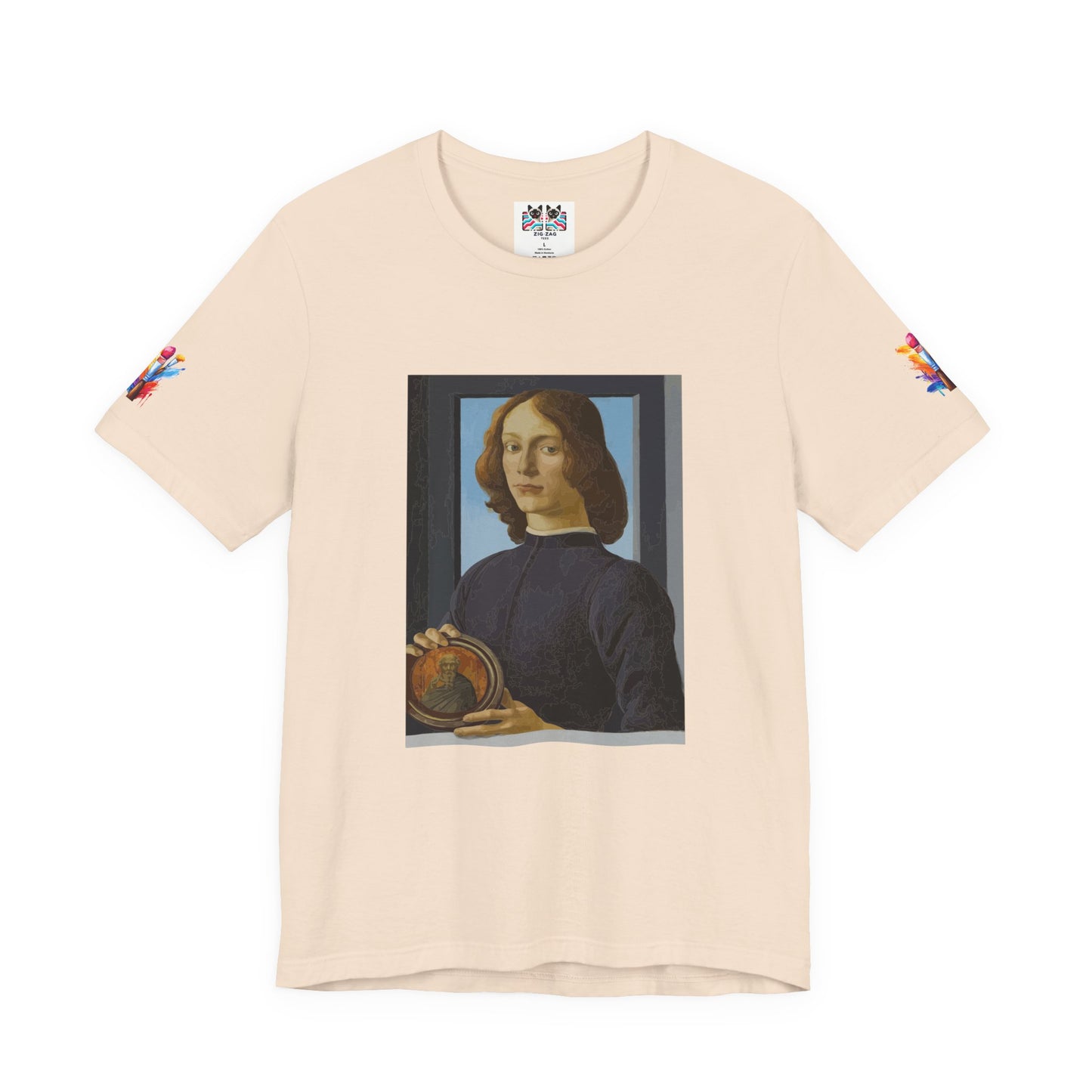 Renaissance Portrait Art T-Shirt – Italian Master Painting with Medallion Graphic Tee