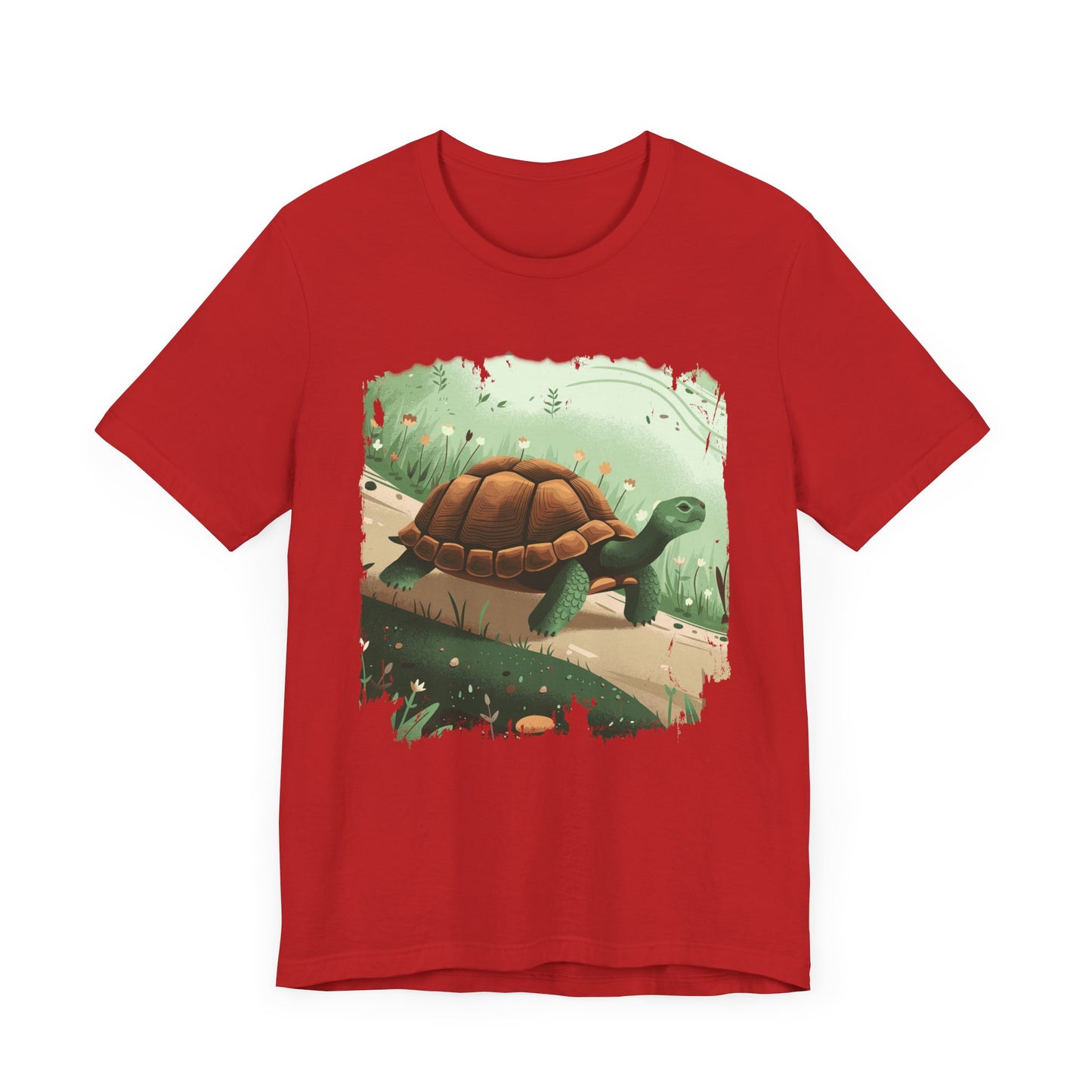 Brisk Tortoise Racing to the Finish Line with Breezy Green Pathway Graphic T-Shirt