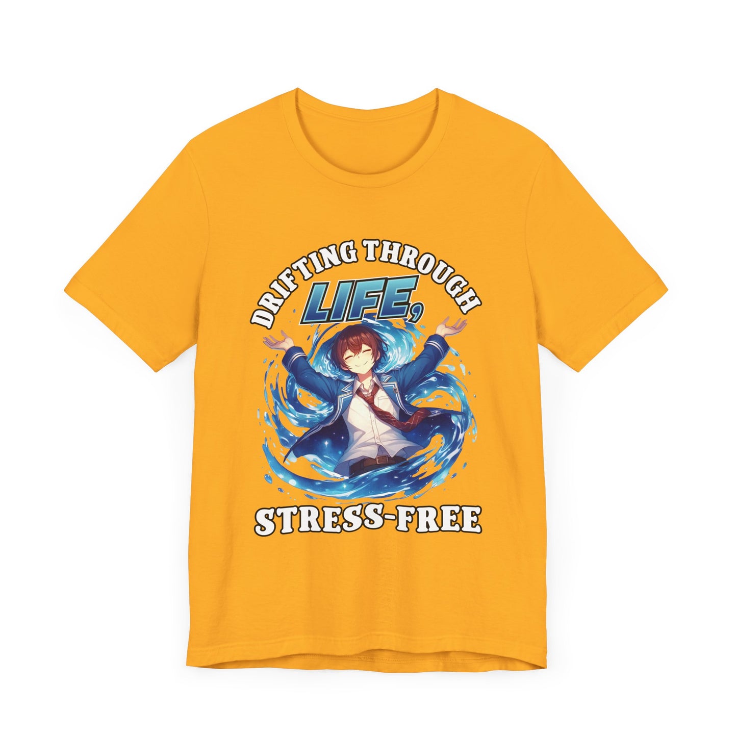 Let Go And Let Flow Shirt, Tranquil Anime Boy Tee, Water Energy Graphic T Shirt, Spiritual Release Apparel, Calm Vibes Minimalist Top