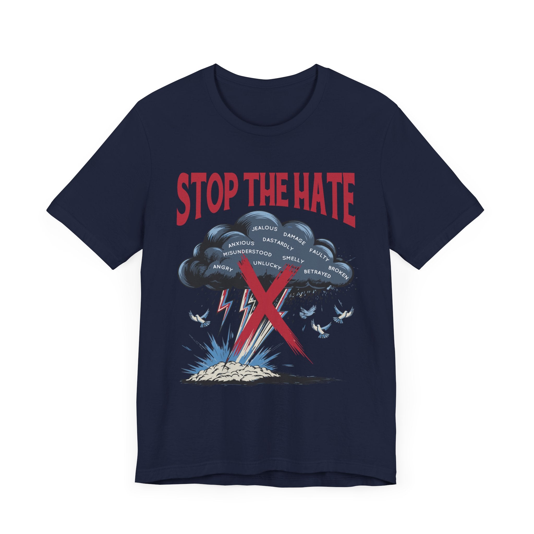 STOP the HATE | Black Cloud Striking Ground with Lightning Graphic T-Shirt