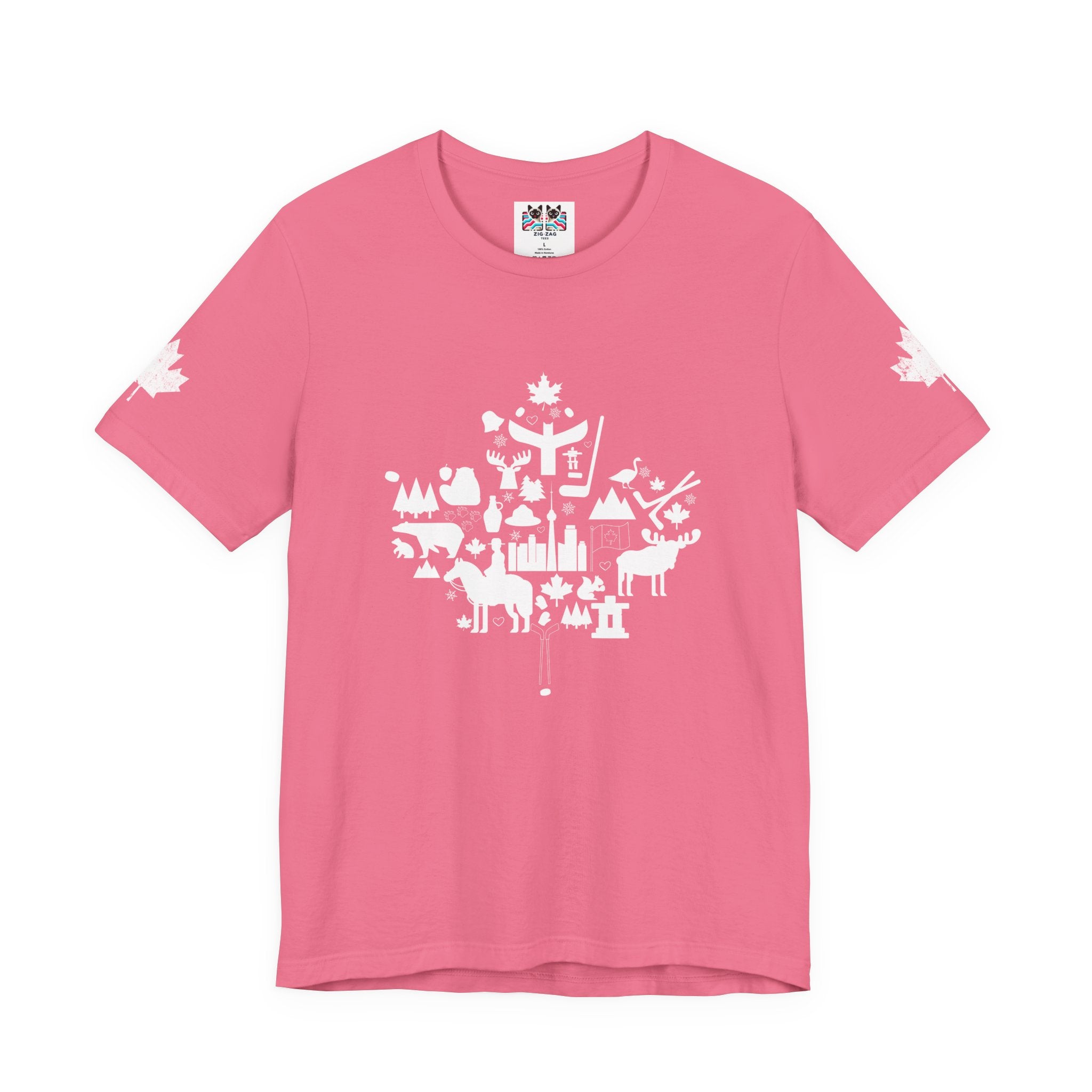 Canada Icons collage of iconic Canadian symbols Maple - White Print T-Shirt