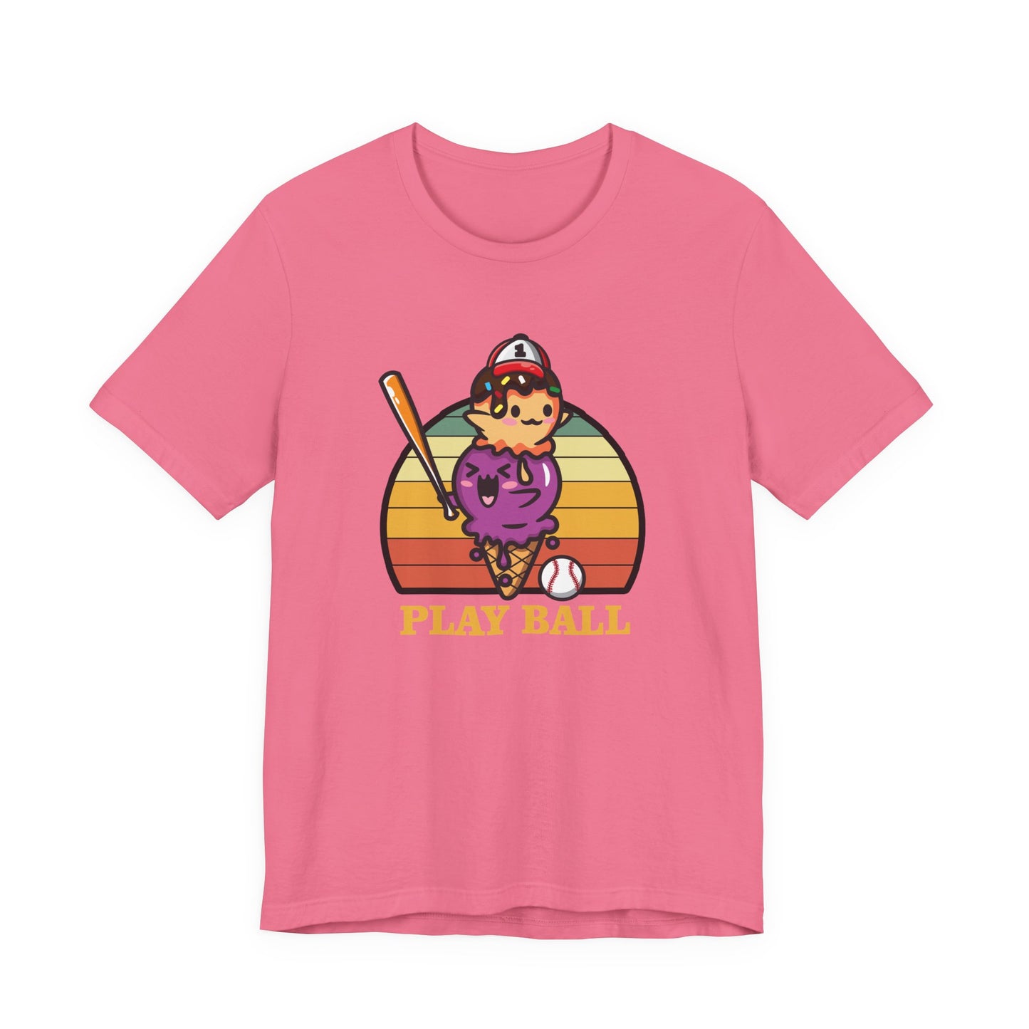 Baseball tshirt - Play Ball Drip Ice Cream Baseball Tshirt Fun Dripping Cone and Player Design