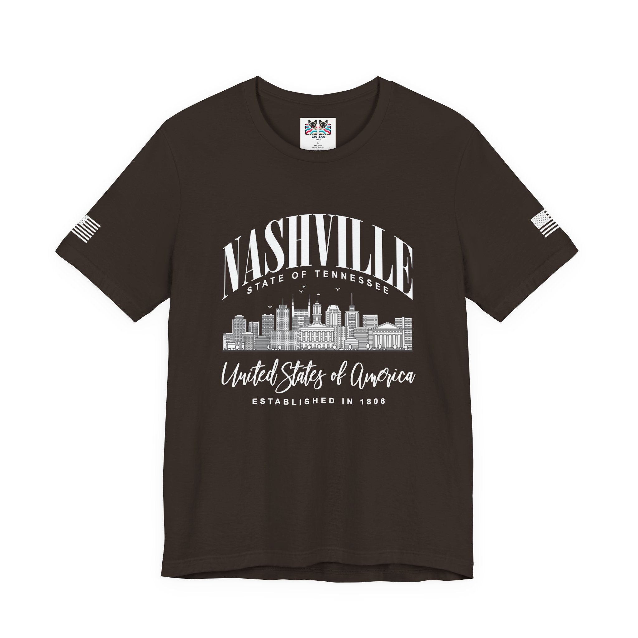 Nashville State of Tennessee T-Shirt – Arched Skyline United States of America Established 1806 Graphic Tee