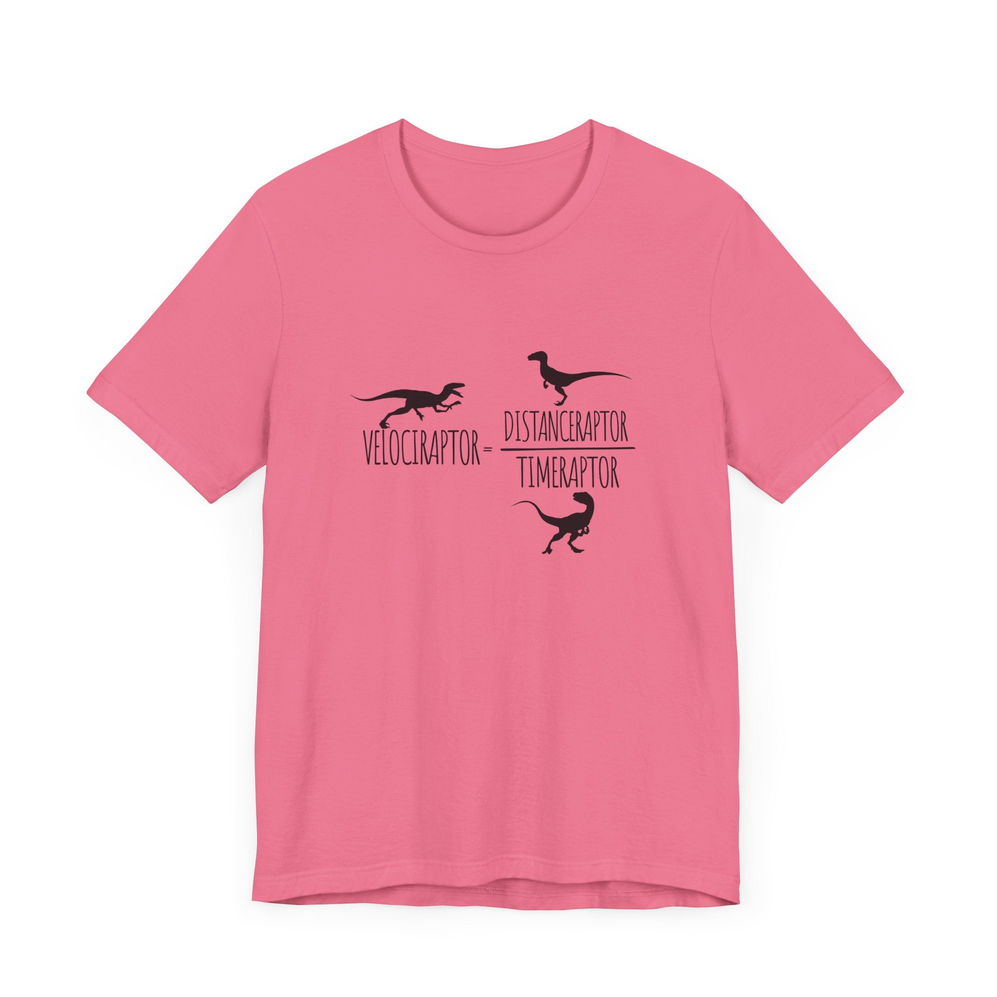 Dinosaur Math Joke Tee – Velociraptor = Distanceraptor / Timeraptor