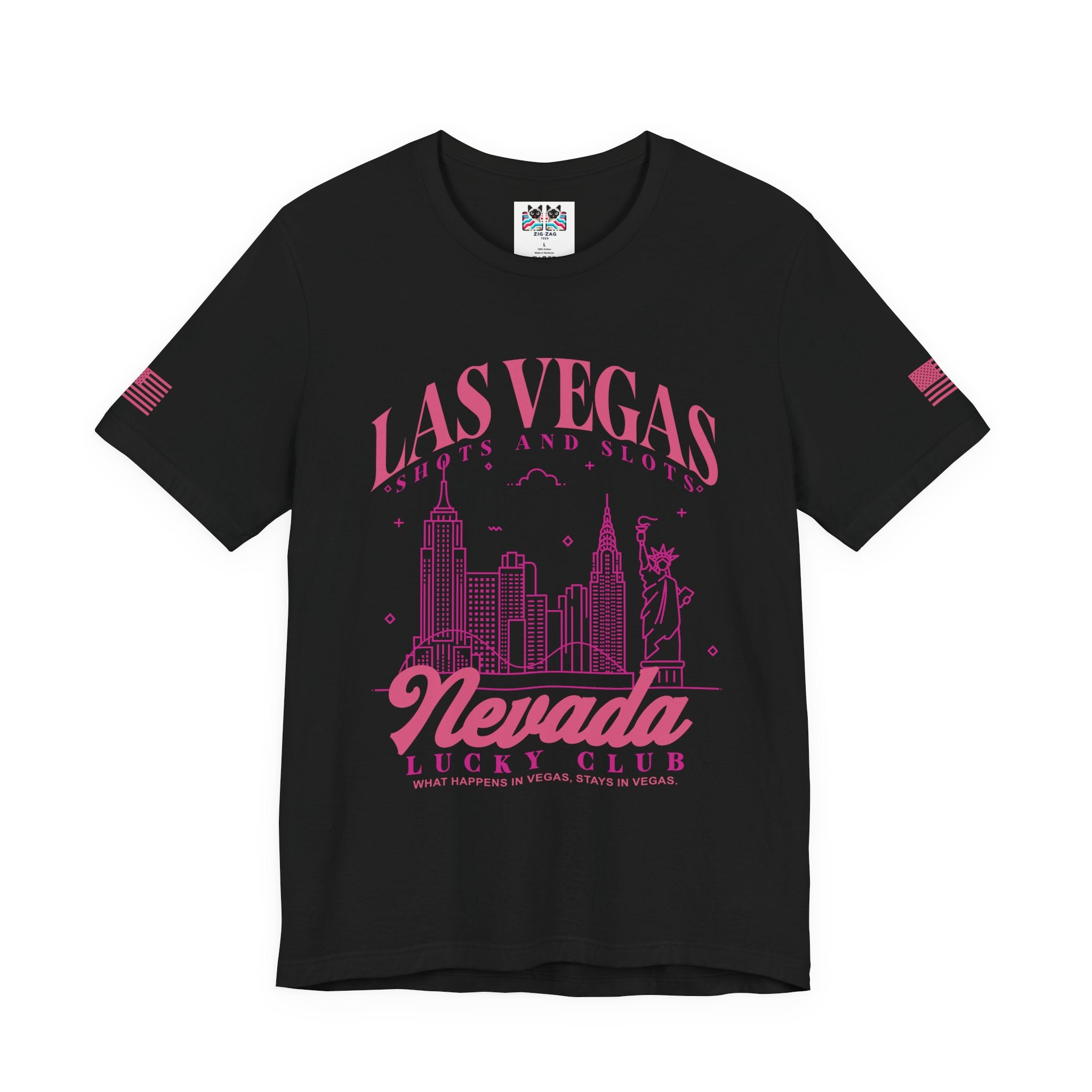 Las Vegas Shots and Slots Nevada Lucky Club T-Shirt – Vegas Skyline Pink Tee