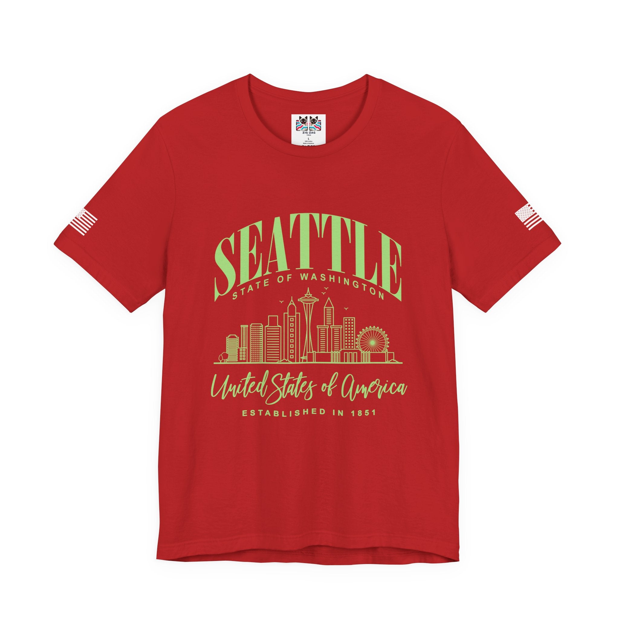 Seattle State of Washington Arch Skyline T-Shirt | United States of America EST 1851 Tee | Evergreen State Shirt