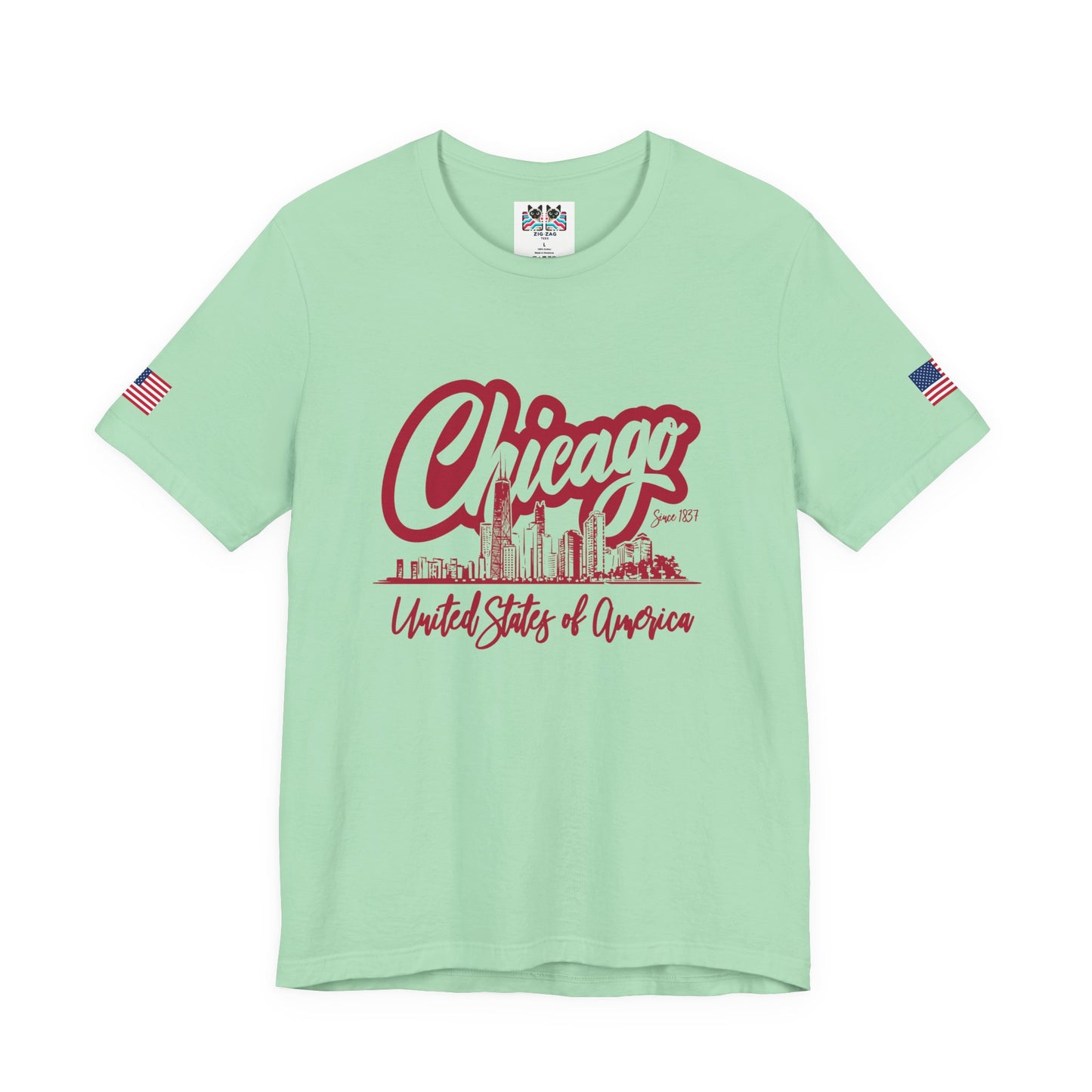 Chicago Since 1837 T-Shirt - Script Illinois United States of America Skyline
