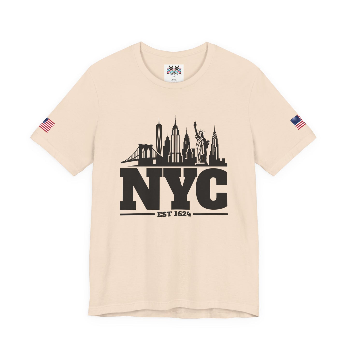 NYC Skyline Silhouette T-Shirt - Black & White New York City Est 1624 Minimalist