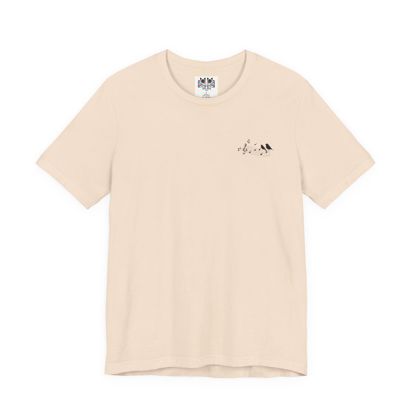 Music & Nature Harmony T-Shirt – Grand Piano in Autumn Forest Scene [Black Text]