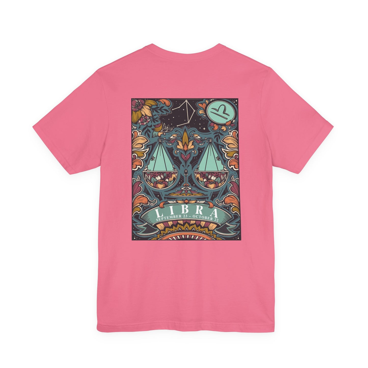 Libra Constellation & Floral Zodiac T-Shirt – September 23 to October 22