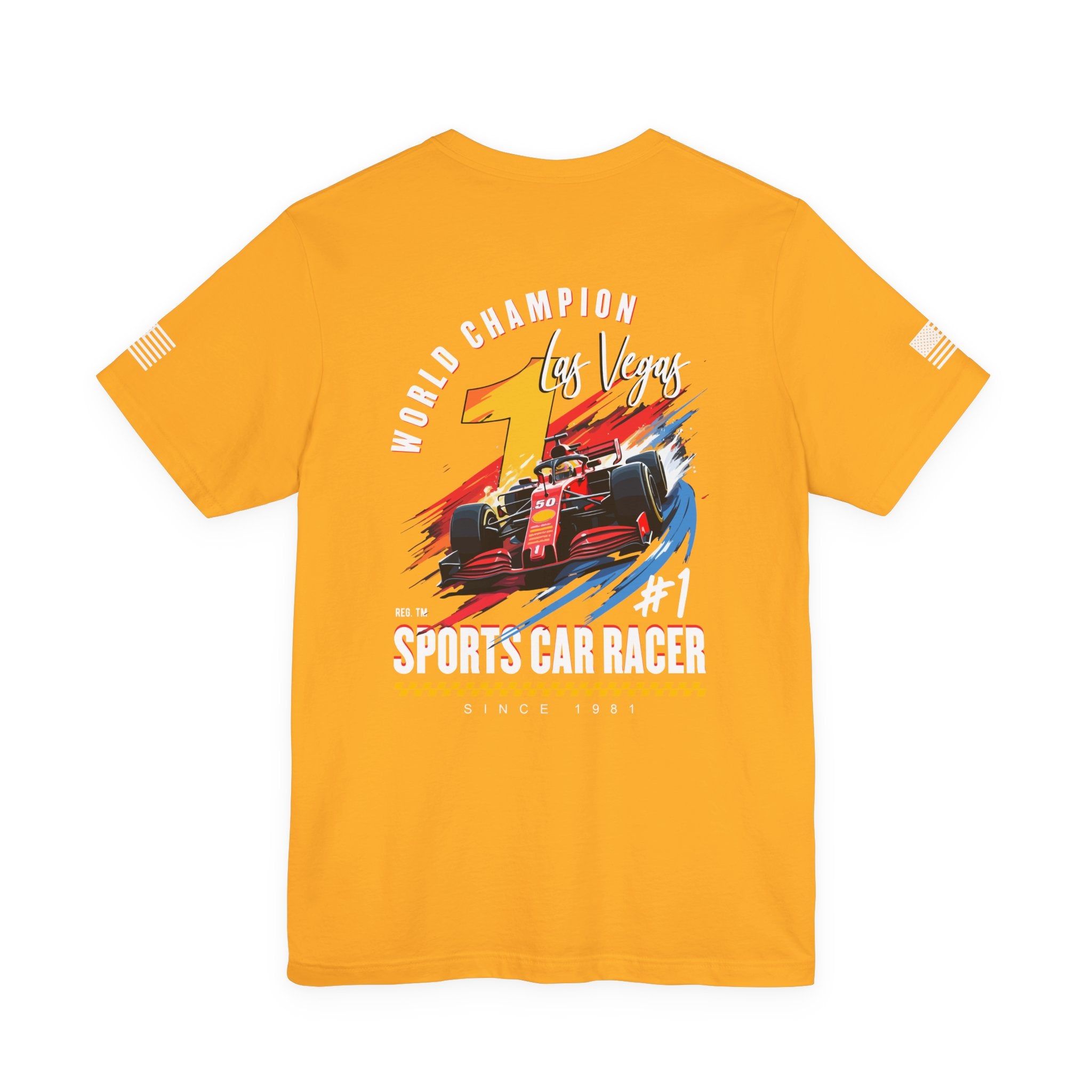 Las Vegas World Champion Sports Car Racer Front & Back T-Shirt – Formula Racing Graphic Tee