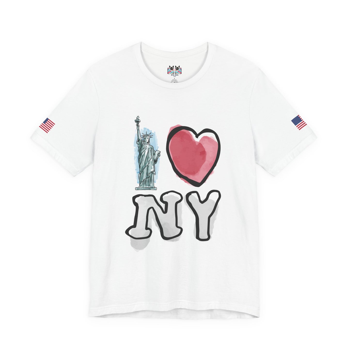 I Love NY T-Shirt - Statue of Liberty Pink Heart Black New York City Design