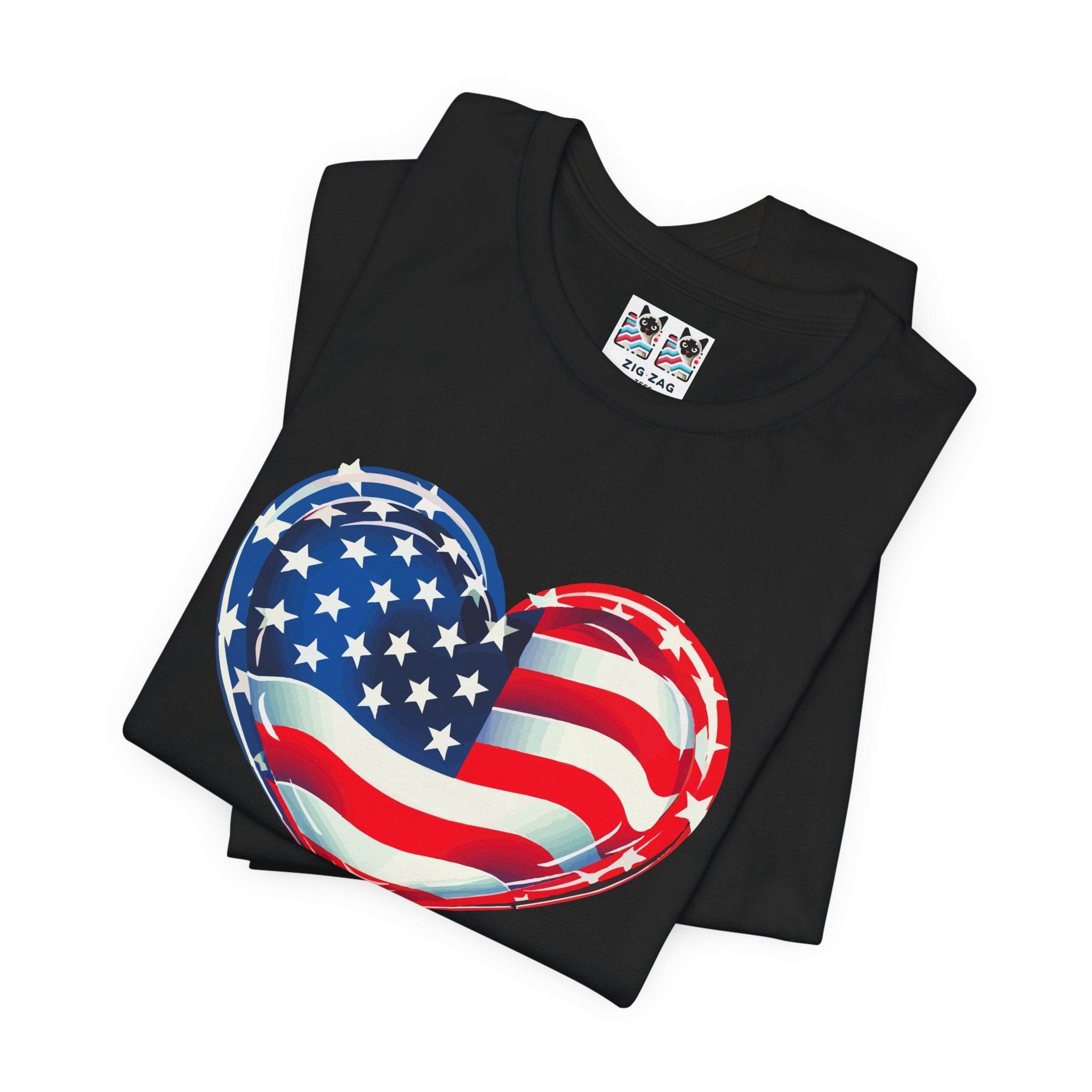 Custom T-Shirt - American Flag Heart T-Shirt – Love USA Patriotic Pride Graphic Tee