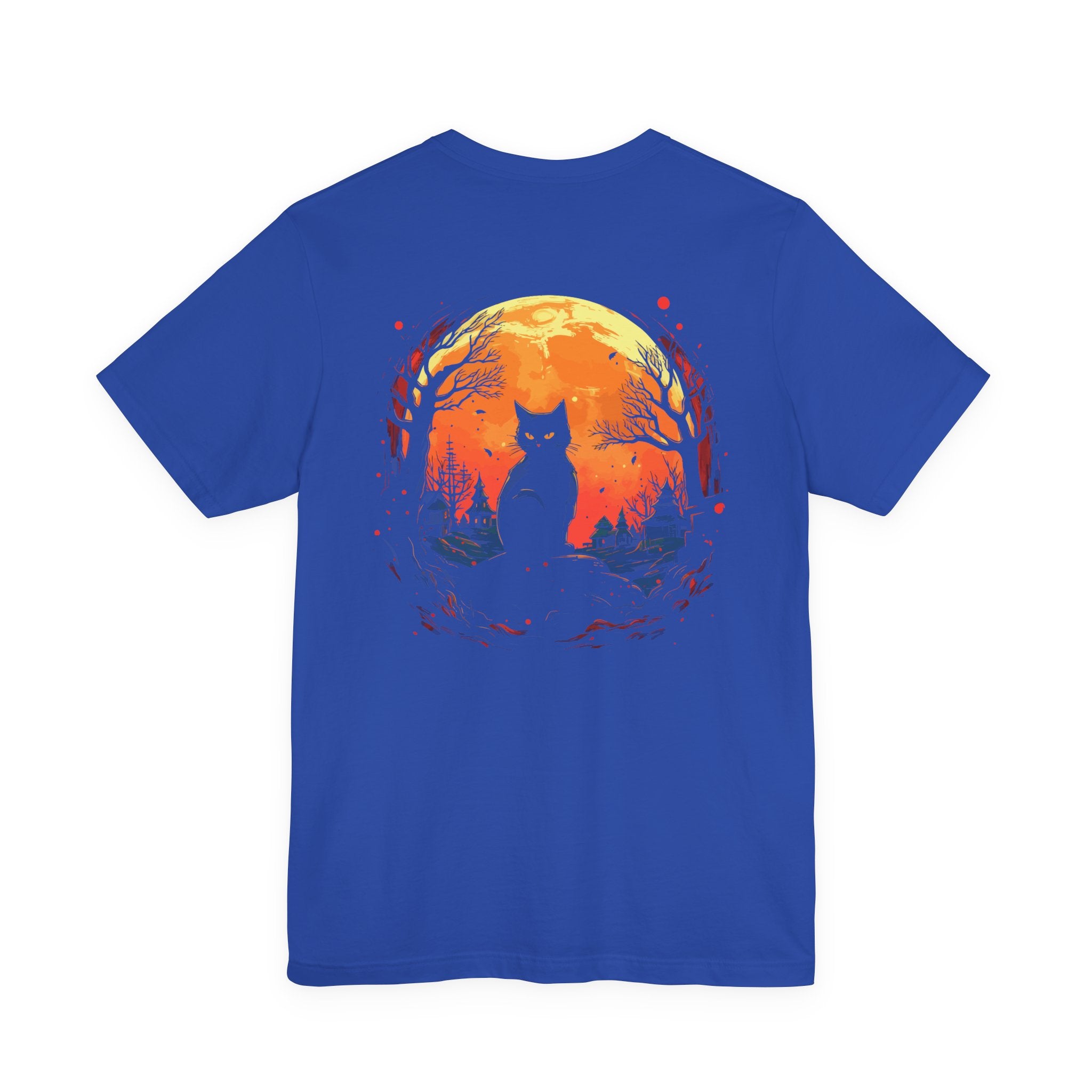 Black Cat Full Harvest Moon Halloween Night T-Shirt