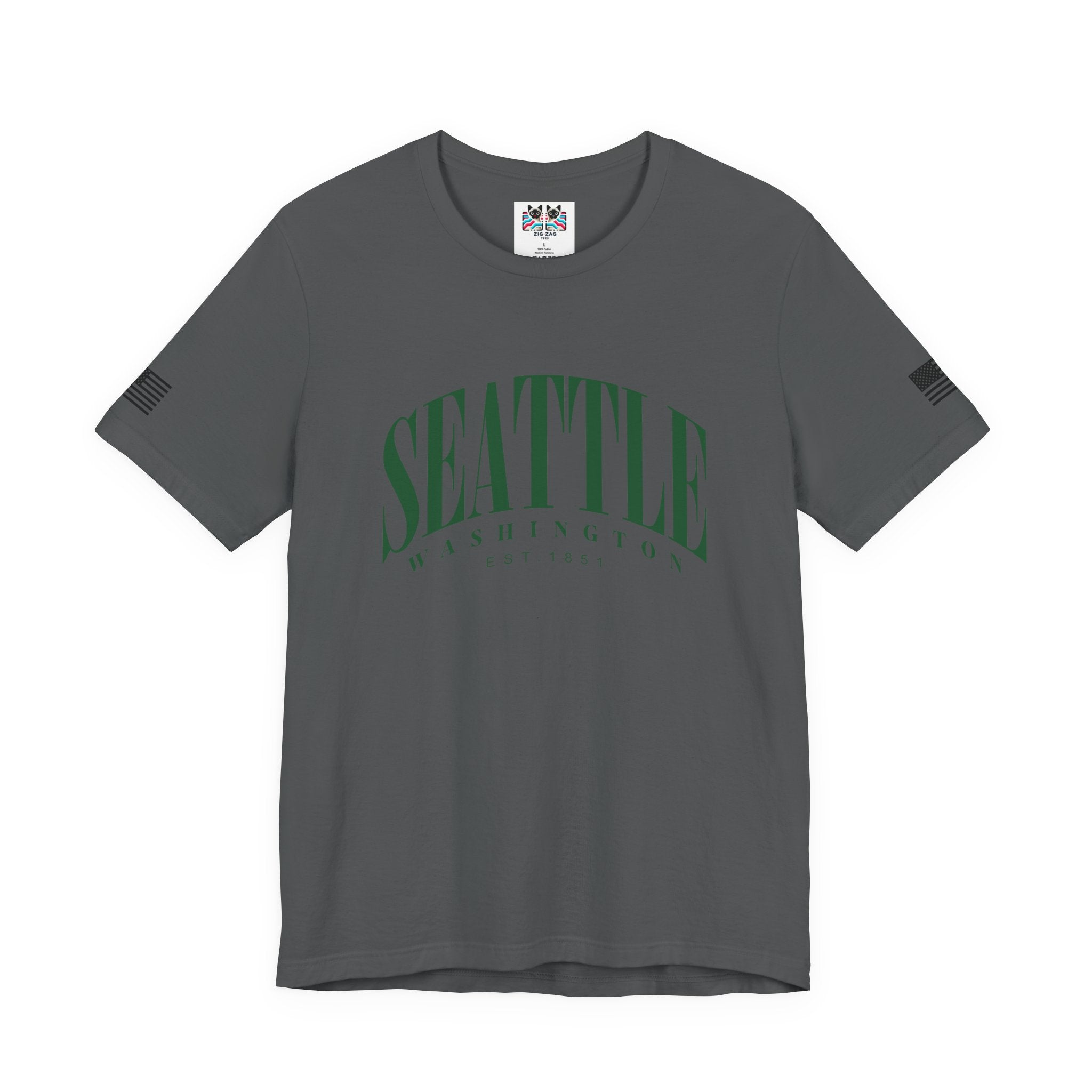 Seattle Washington EST 1851 Minimalist Arch Typography T-Shirt | Seattle Souvenir Tee | Pacific Northwest Pride Shirt
