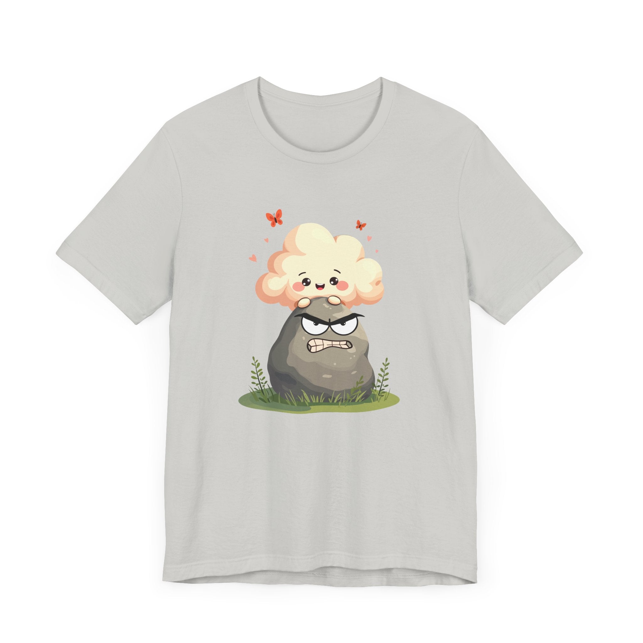 Soft but Solid - Smiling Cloud vs. Angry Rock – Playful Nature Face-Off Graphic T-Shirt