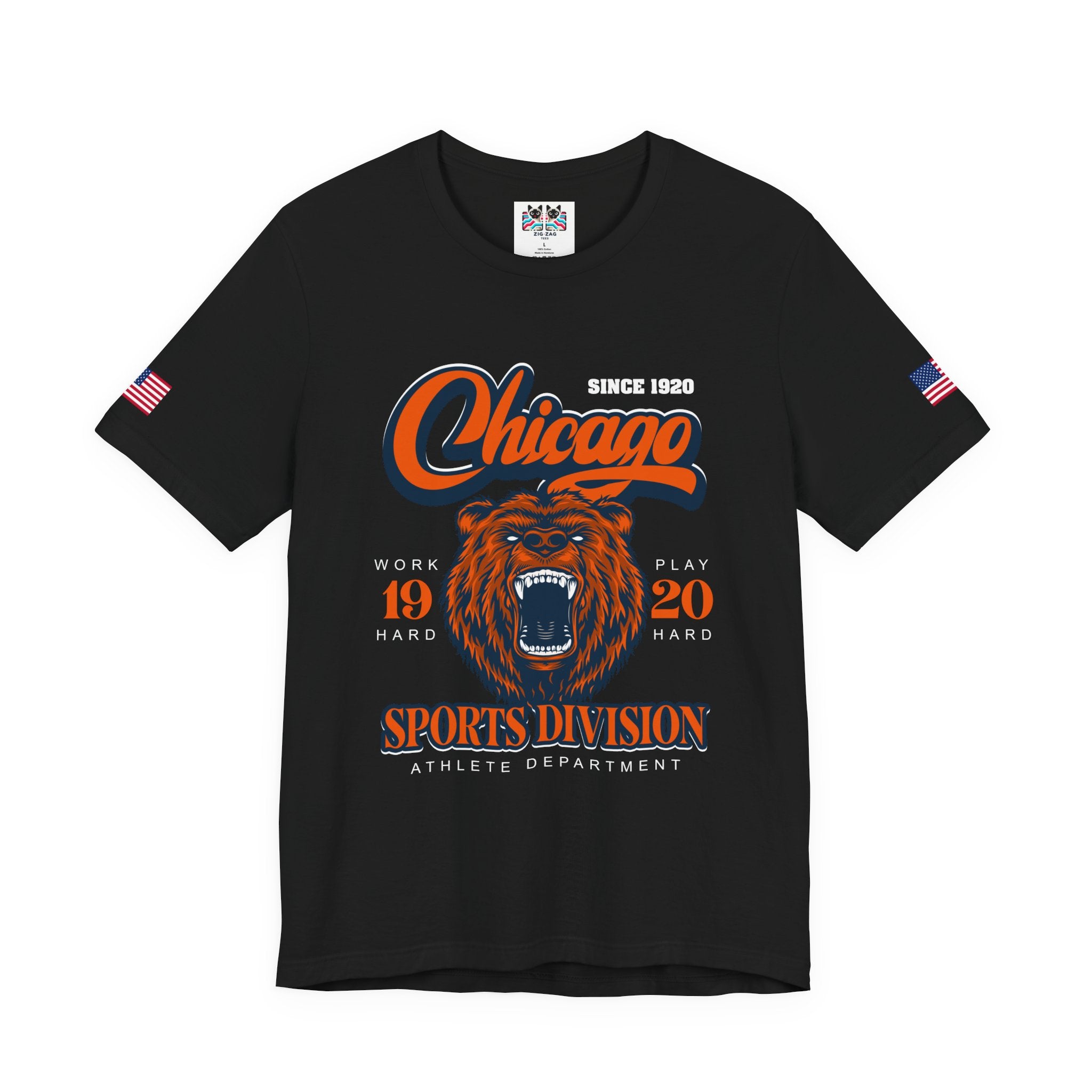 Chicago Sports Division T-Shirt - Since 1920 Bear Mascot Work Hard Play Hard