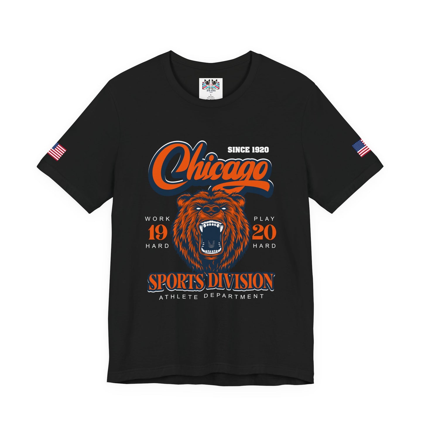Chicago Sports Division T-Shirt - Since 1920 Bear Mascot Work Hard Play Hard