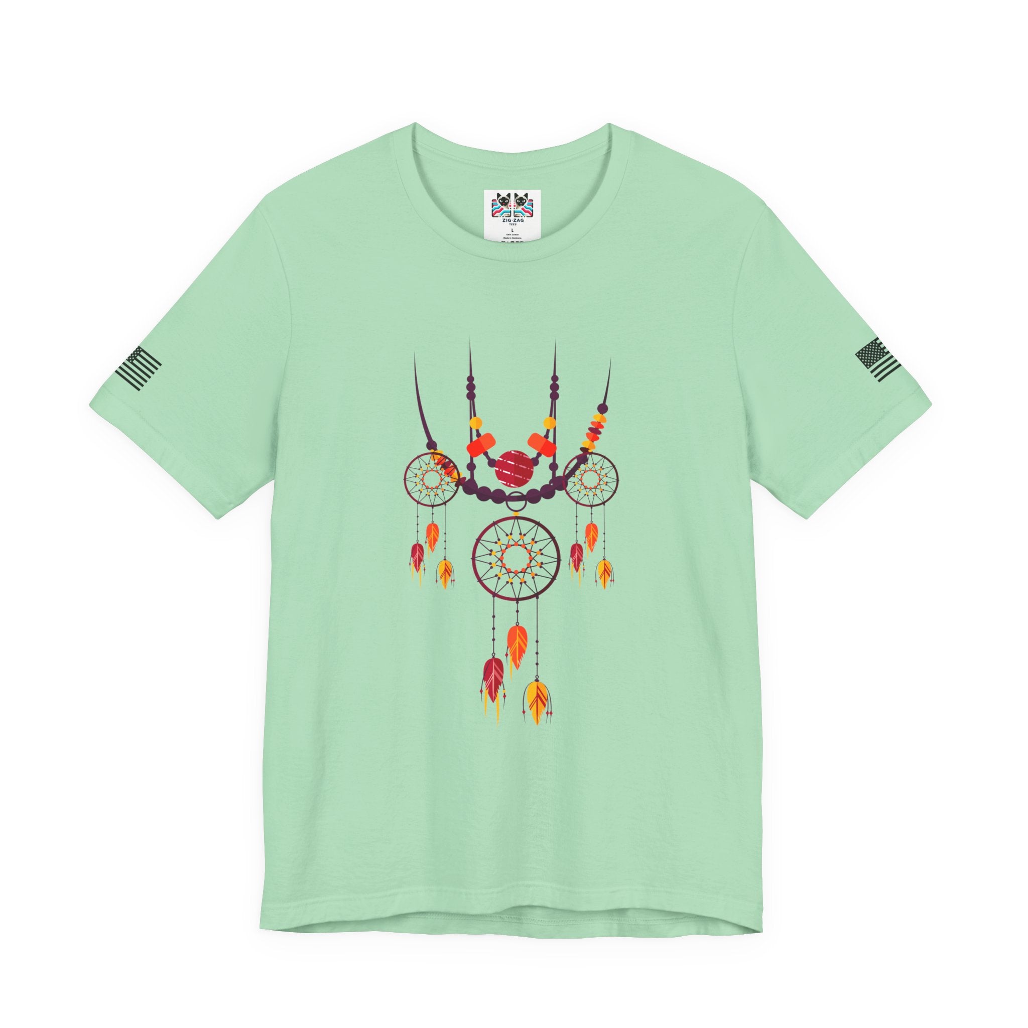 Triple Dream Catcher Necklace T-Shirt – Boho Native American Inspired Feather Tee