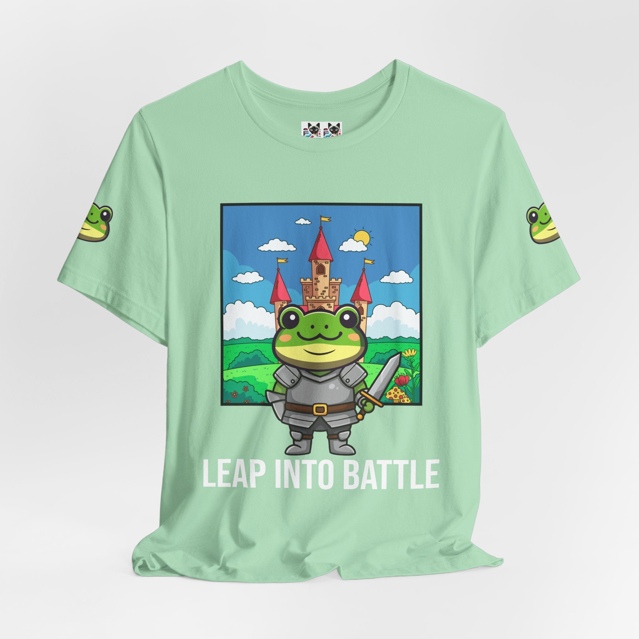 Custom T-Shirt - Knight Frog Castle T-Shirt – Cute Frog Knight Medieval Fantasy Graphic Tee