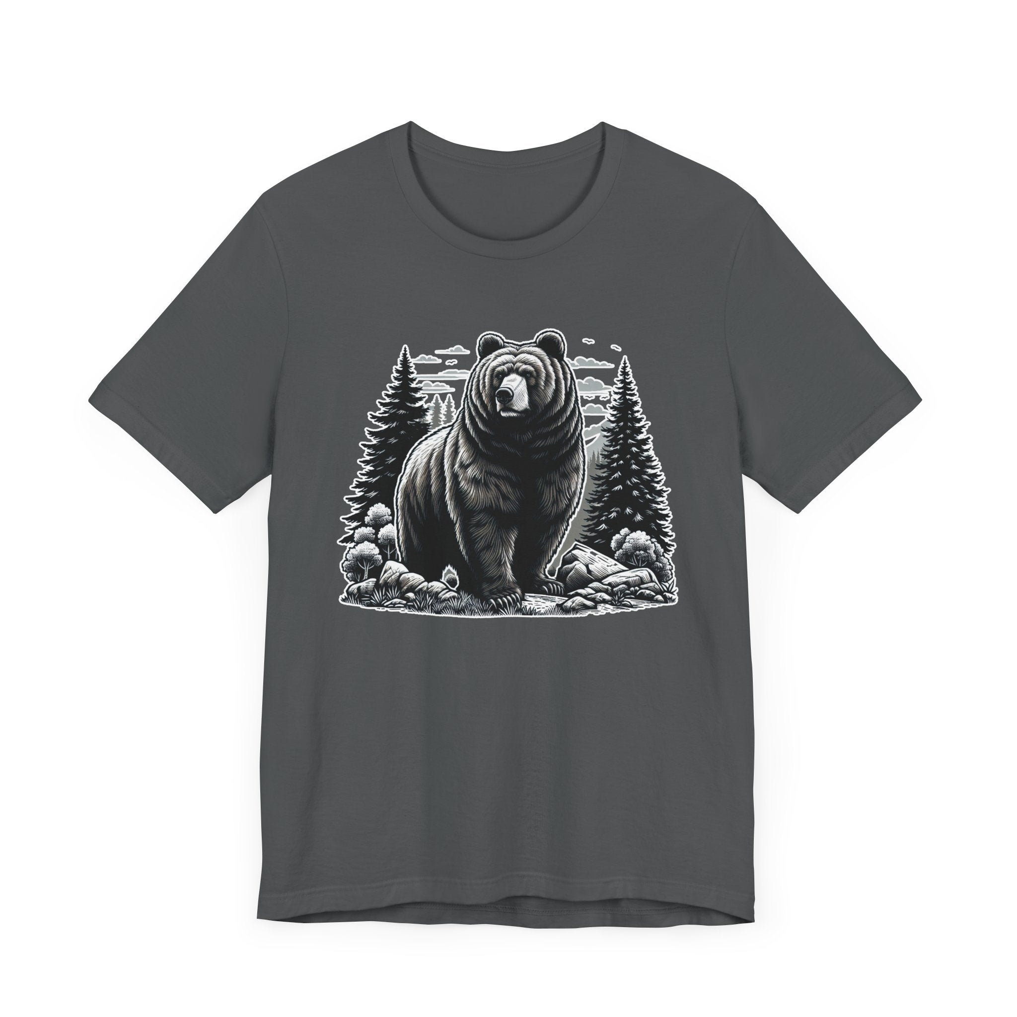Majestic Wild Bear gazes intently at Stream Edge captivating Graphic T-Shirt