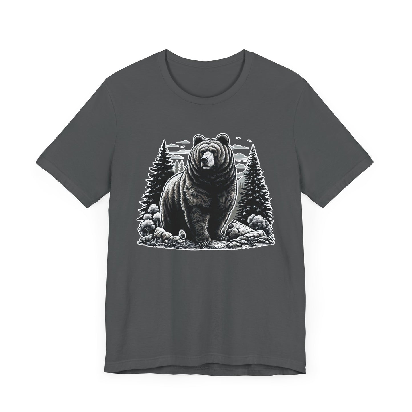 Majestic Wild Bear gazes intently at Stream Edge captivating Graphic T-Shirt