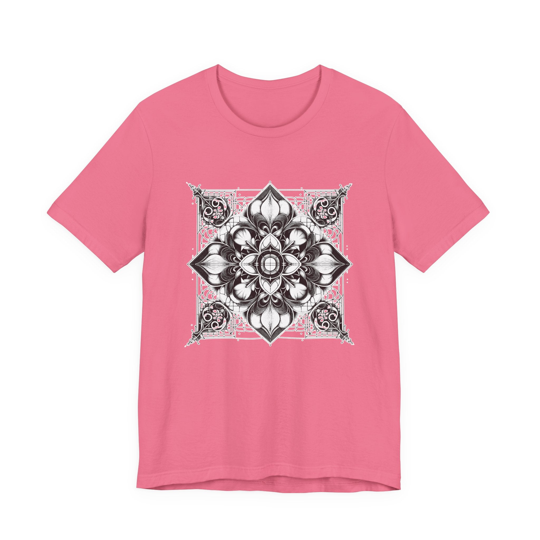 Monochrome Symmetry – Minimalist Geometric Pattern Graphic T-Shirt