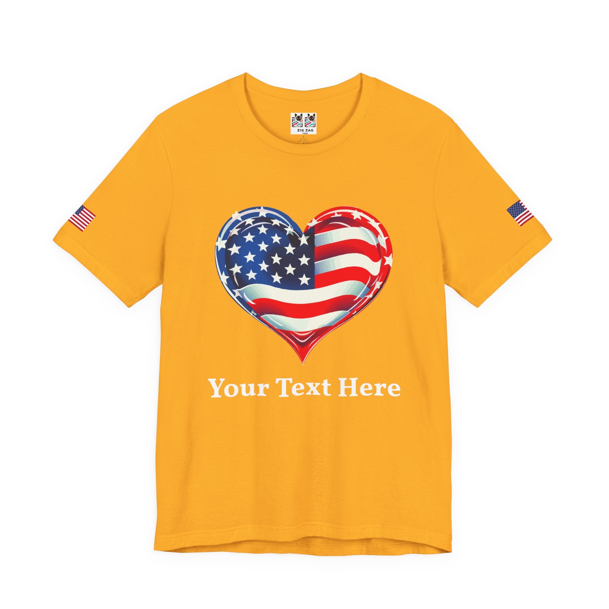 Custom T-Shirt - American Flag Heart T-Shirt – Love USA Patriotic Pride Graphic Tee