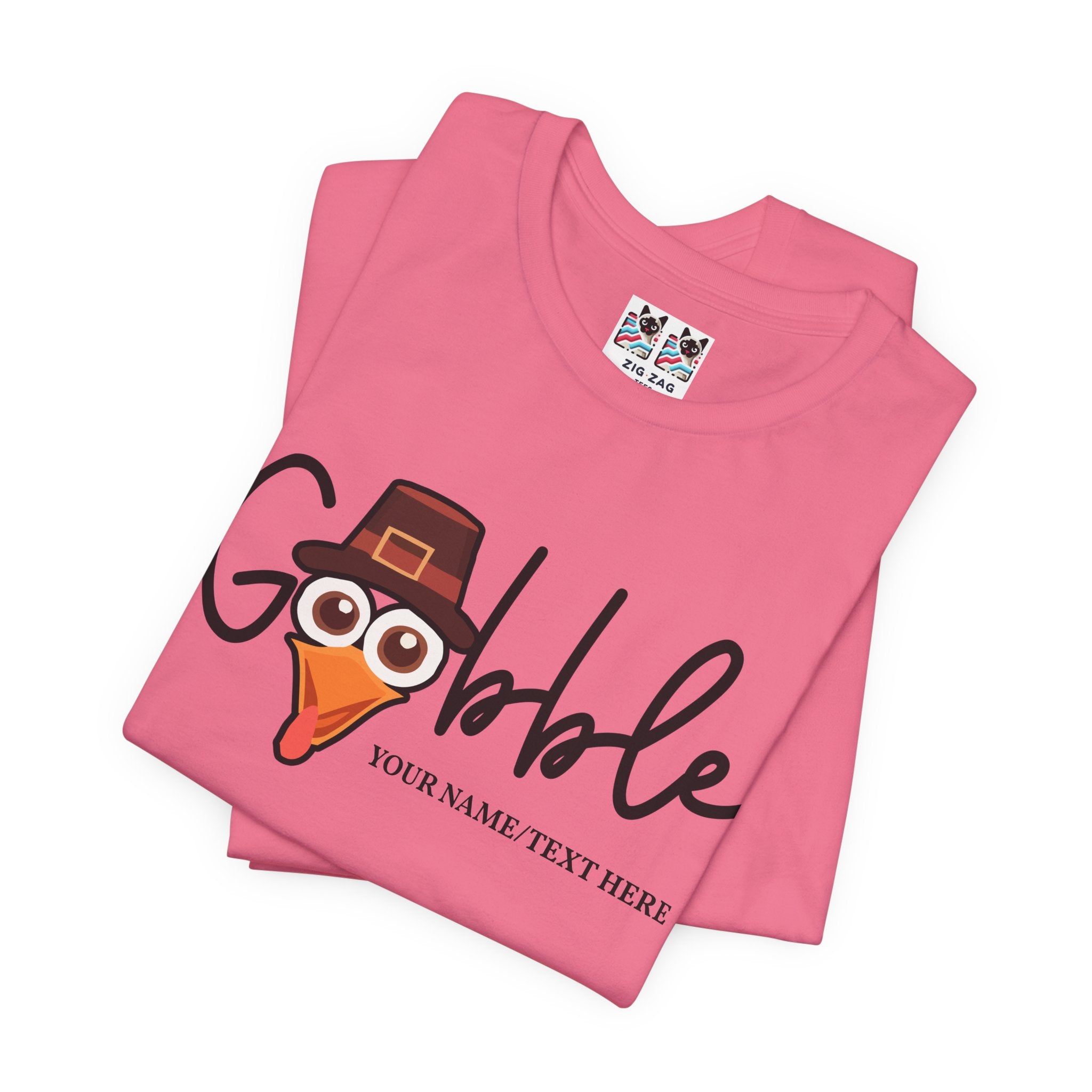 Custom T-Shirt - Gobble Turkey Head Cursive T-Shirt