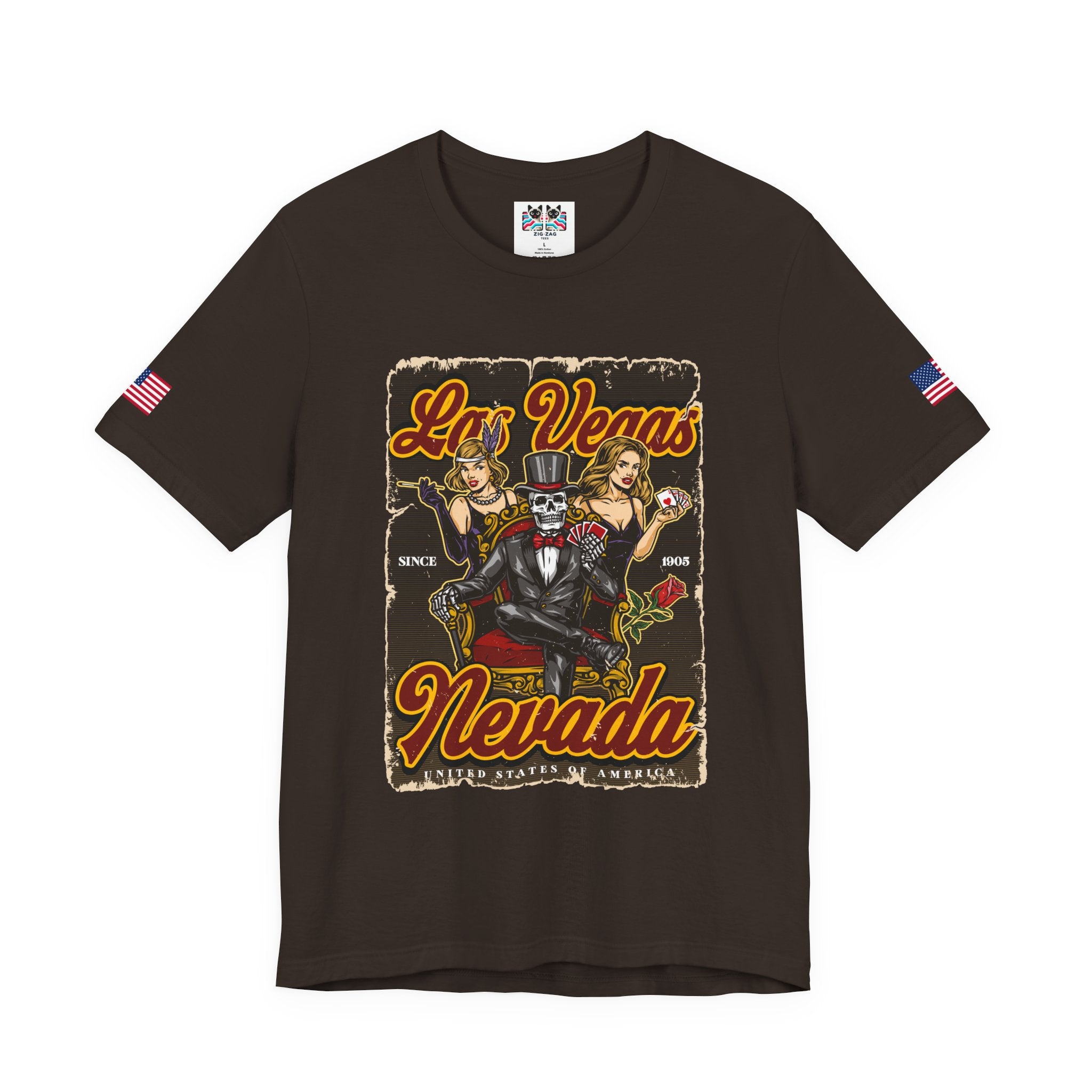 Las Vegas Nevada Since 1905 Vintage T-Shirt – Skeleton Showgirls Retro Casino Poster Tee