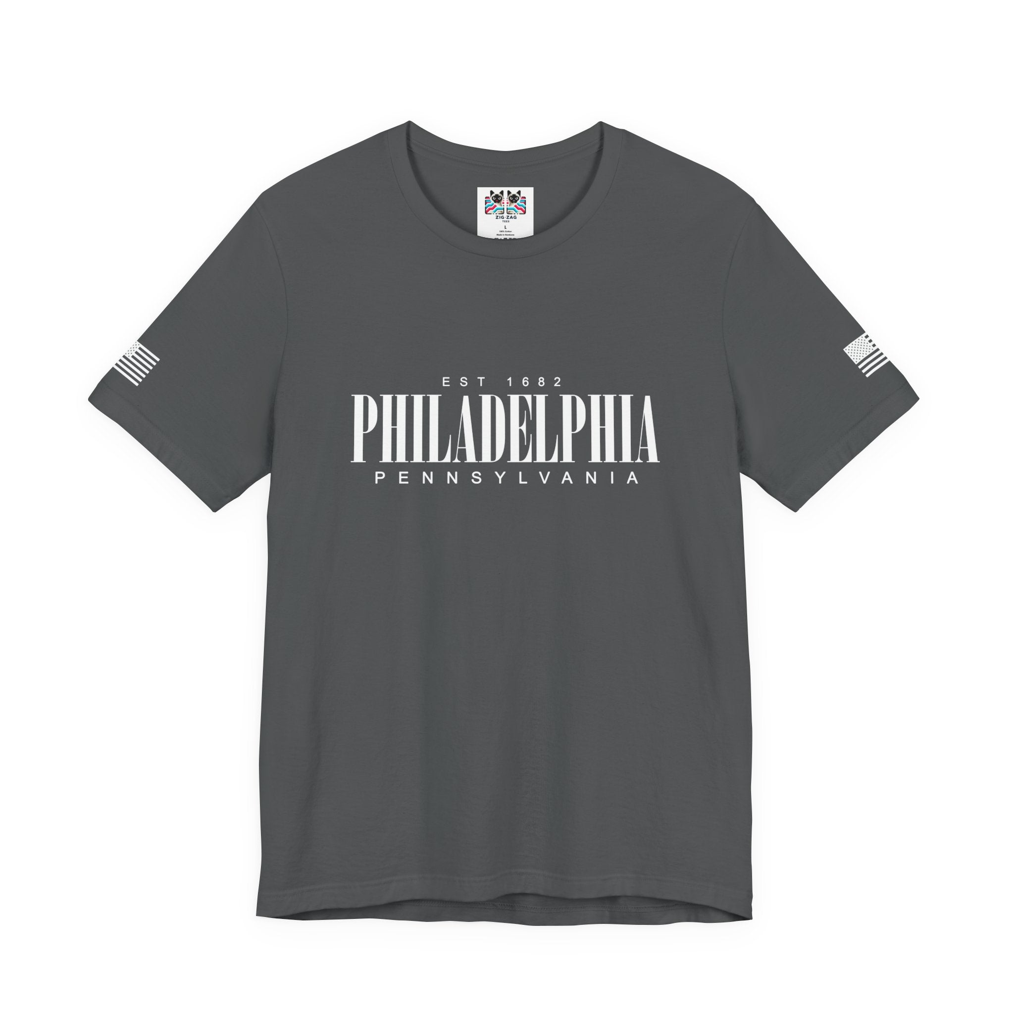Philadelphia Pennsylvania EST 1682 T-Shirt – Bold Clean Serif Typography Graphic Tee