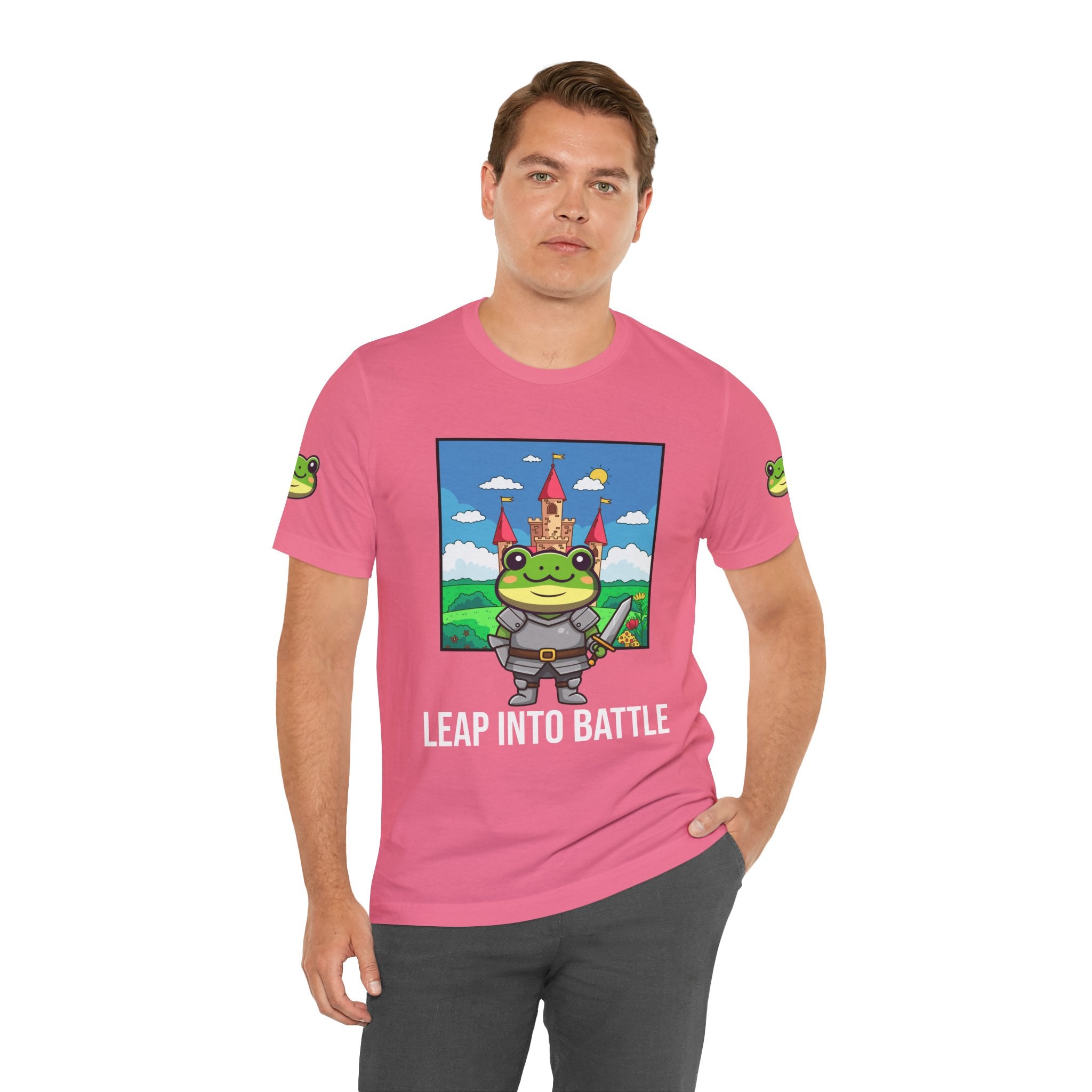 Custom T-Shirt - Knight Frog Castle T-Shirt – Cute Frog Knight Medieval Fantasy Graphic Tee