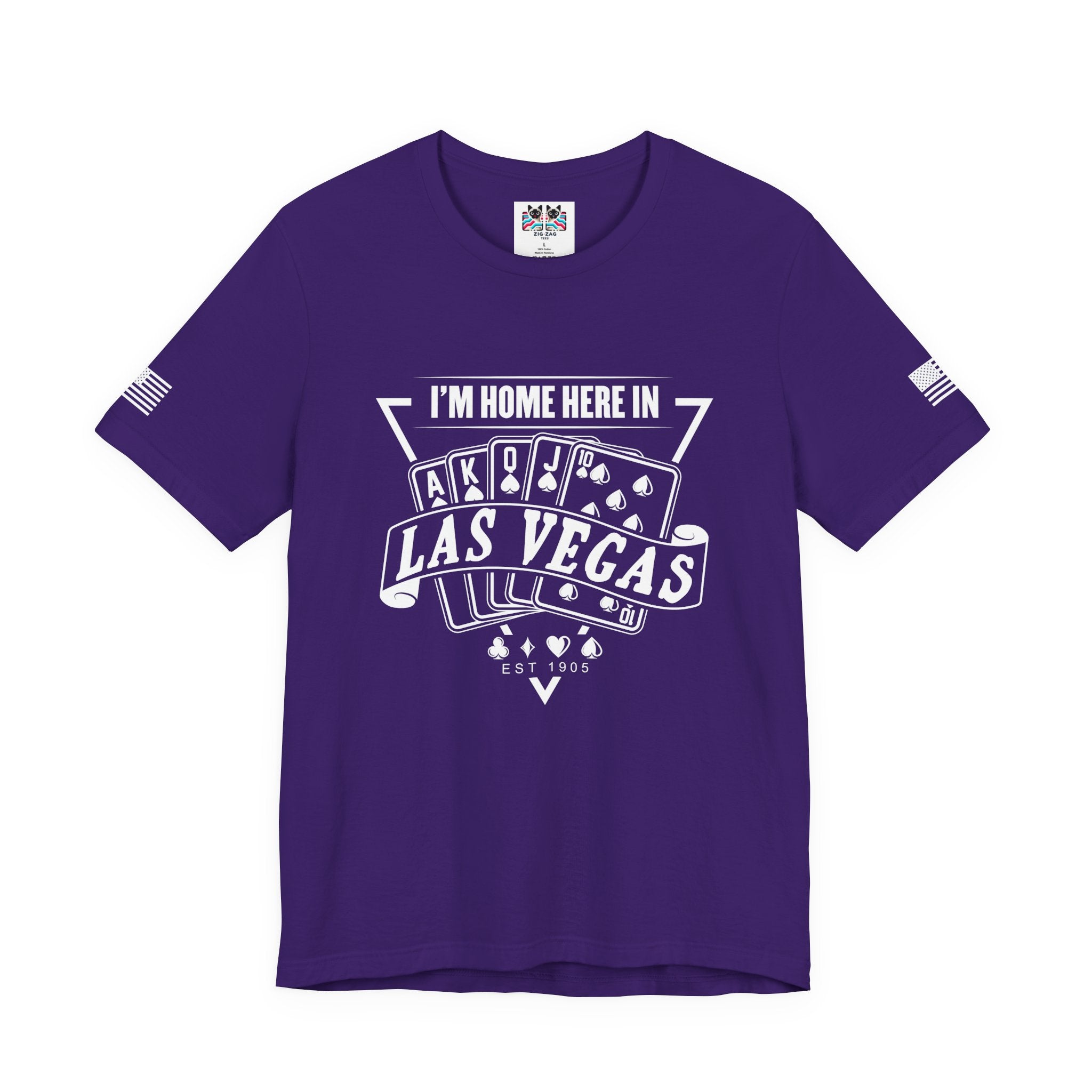 I'm Home Here in Las Vegas Front & Back T-Shirt – Poker Cards Casino Royal Flush Tee