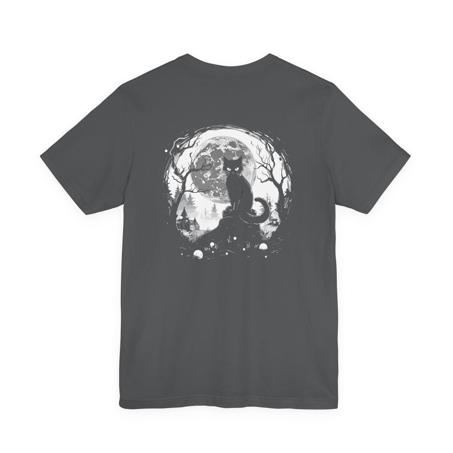 Enchanted Forest Haunted Cat Big Eyes Moonlight T-Shirt